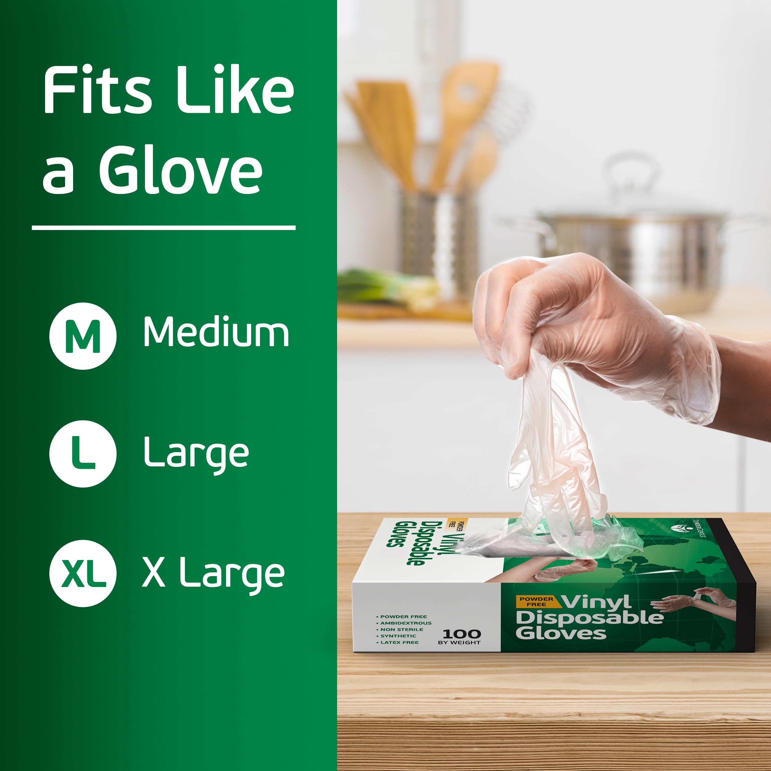Guantes desechables de vinilo para cocinar y preparar alimentos, 100 guantes desechables transparentes medianos sin látex, guantes seguros para alimentos para barbacoa, cocina,