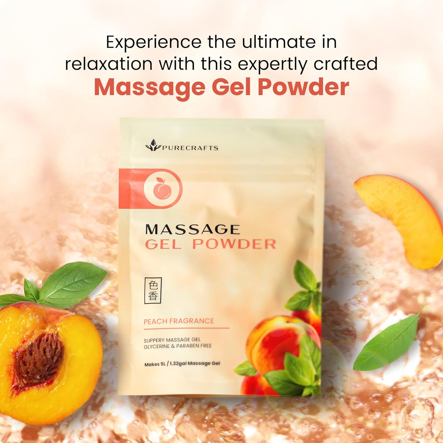 Massage Gel Powder 50g | Peach Fragrance | Made in Japan | Smooth and Slippery Gel for Wellness and Relaxation | 50g Makes 1.32 Gallons/ 5 litres | Just Add Water - Image 9