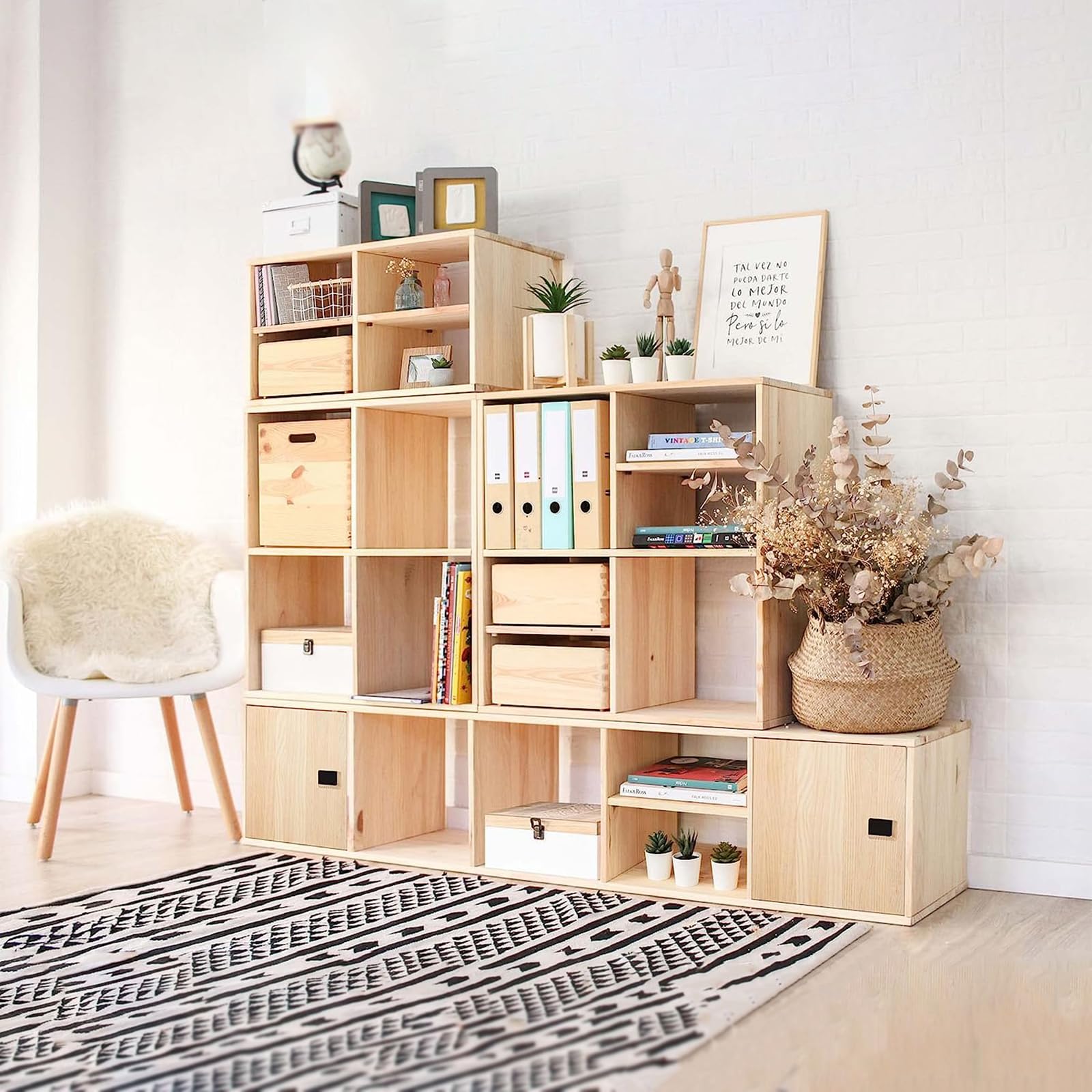 Mondo Viro Libreria componibile in legno Cubo scaffale modulare da muro con vani a giorno (1 vano - cm 36x33 36h)