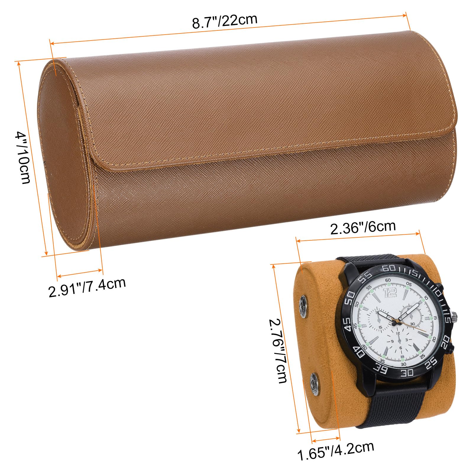 Custodia da viaggio arrotolabile per orologi sourcing map con 3 scomparti, custodia portatile in pelle per orologi da uomo e da donna, organizer per orologi con cuscini rimovibili per viaggi, esposi