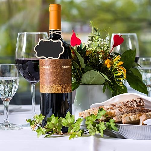 Miniatura 6 de Outus Etiquetas de pizarra negras para colgar pizarras de madera de 3.35 x 2.36 pulgadas, mini etiquetas de pizarra de madera para colgar pizarra,