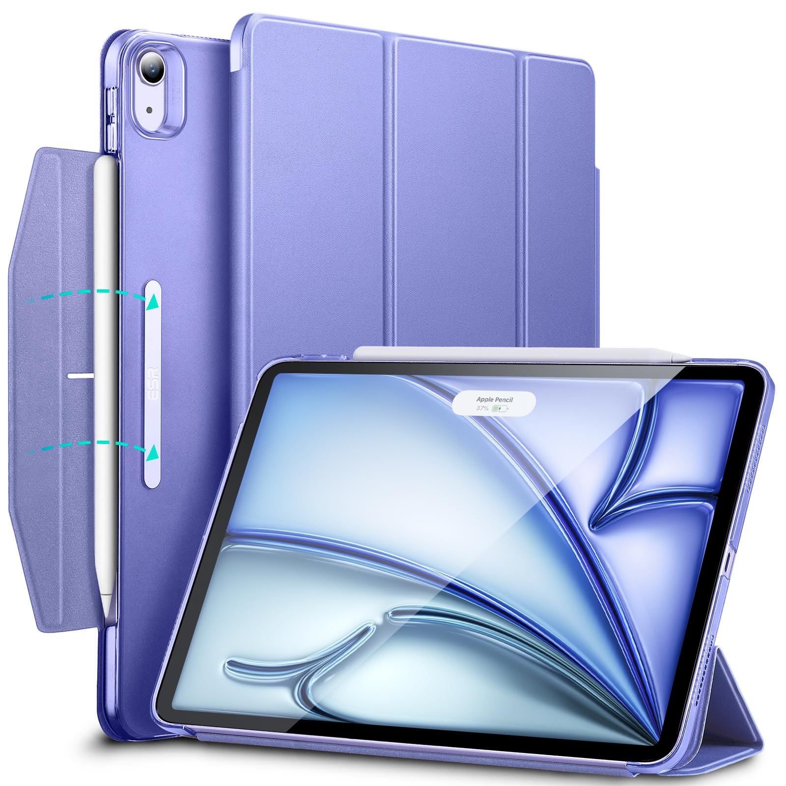 ESR for iPad Air 11 Inch Case M3/M2, iPad Air 7th/6th/5th/4th Gen Case (2025/2024/2022/2020) 10.9 Inch, Trifold Smart Case, Auto Sleep and Wake, Slim and Lightweight, Purple