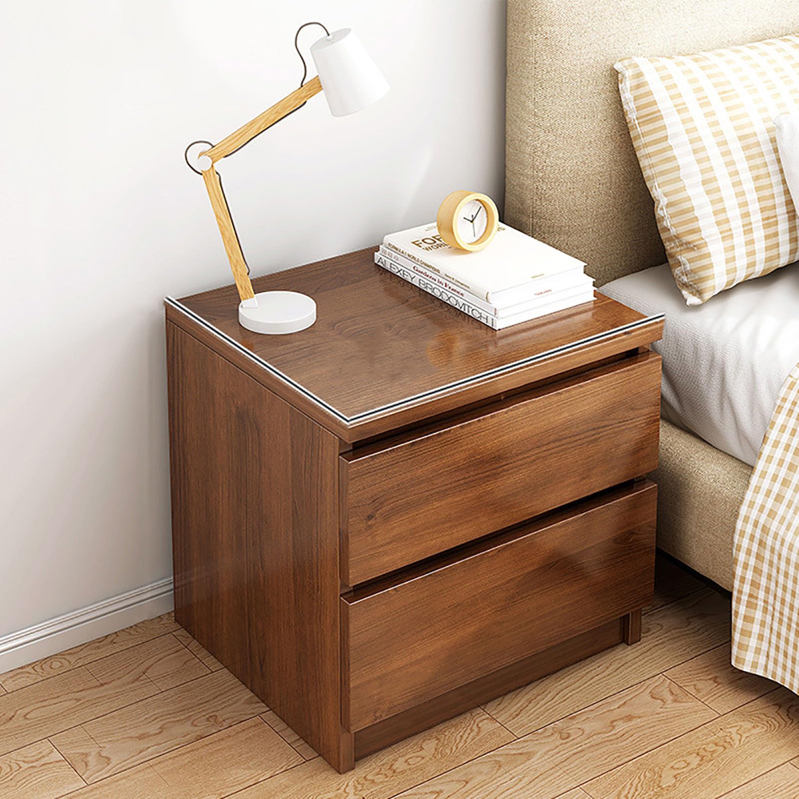 SXZenSpace Modern Wood Nightstand, Simple Bedside Table Creative with Drawer End Side for Bedroom Living Room Nursery,D,40x30x41cm(16x12x16inch)