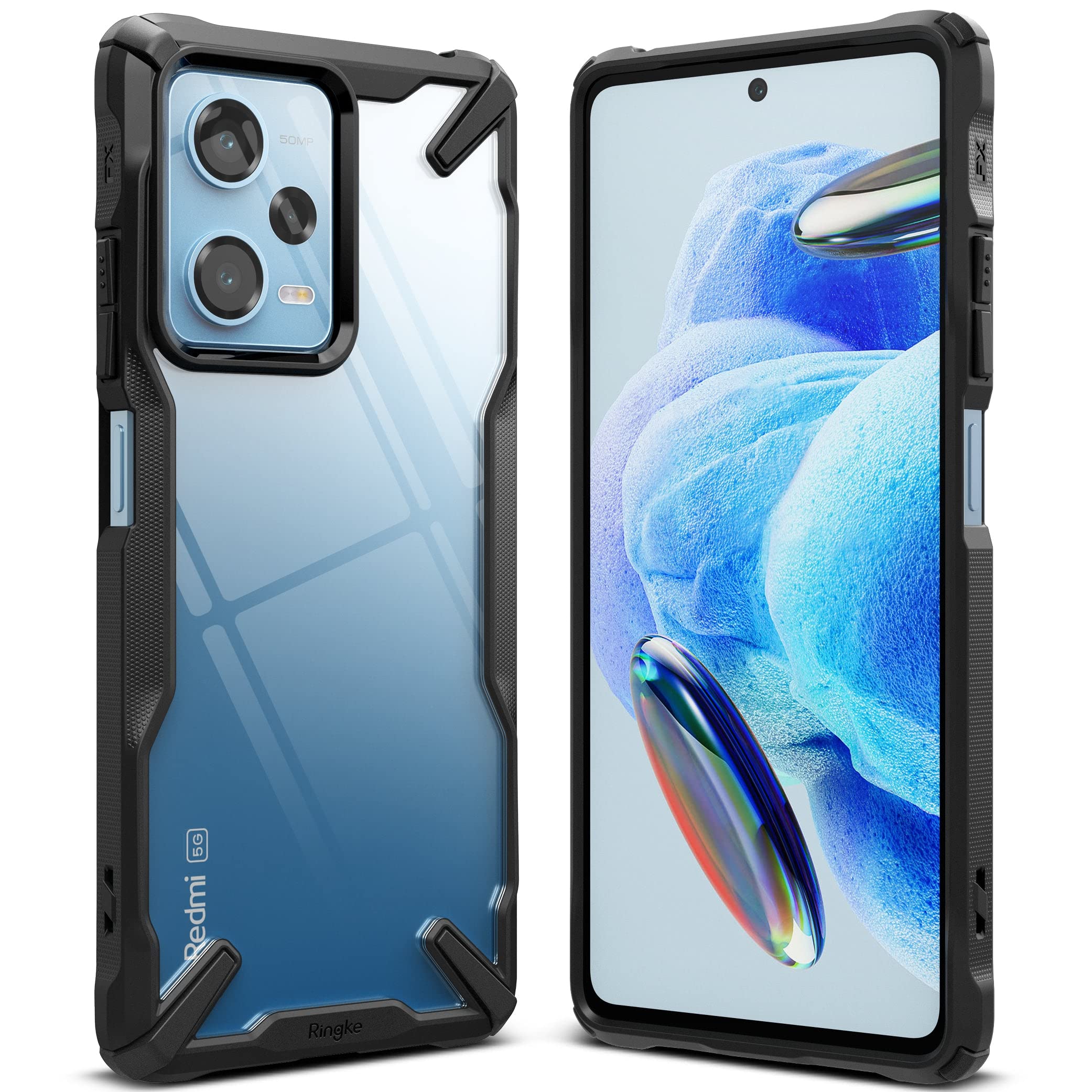 RingkeFusion Case Compatible with Redmi Note 12 Pro 5G / Poco X5 Pro Clear Hard Back Heavy Duty Shockproof Advanced Protective TPU Bumper Phone Cover – Black