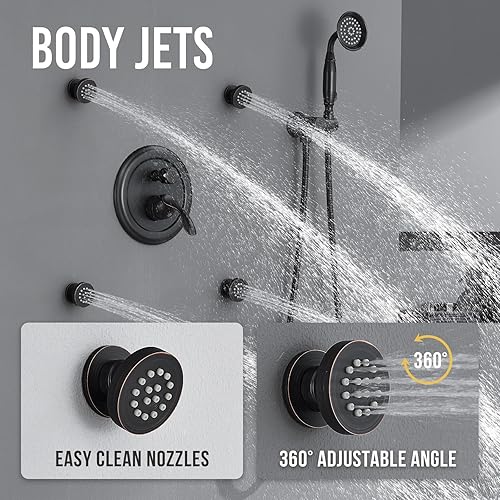 Miniatura 5 de DASAN Juego de grifos de ducha antiguos, sistema completo de ducha de lluvia en la pared con chorros de ducha corporal, accesorios de ducha de