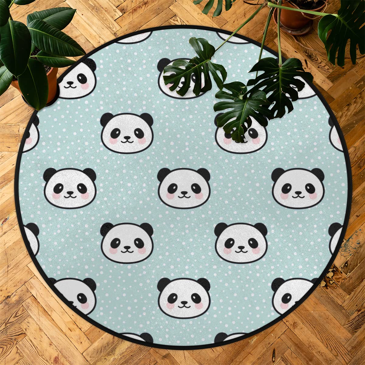 TropicalLife Kreskówka panda okrągły dywanik 160 cm zabawna panda koło dywaniki do pokoju domu wewnątrz antypoślizgowa podłoga wewnątrz duża mata dywan