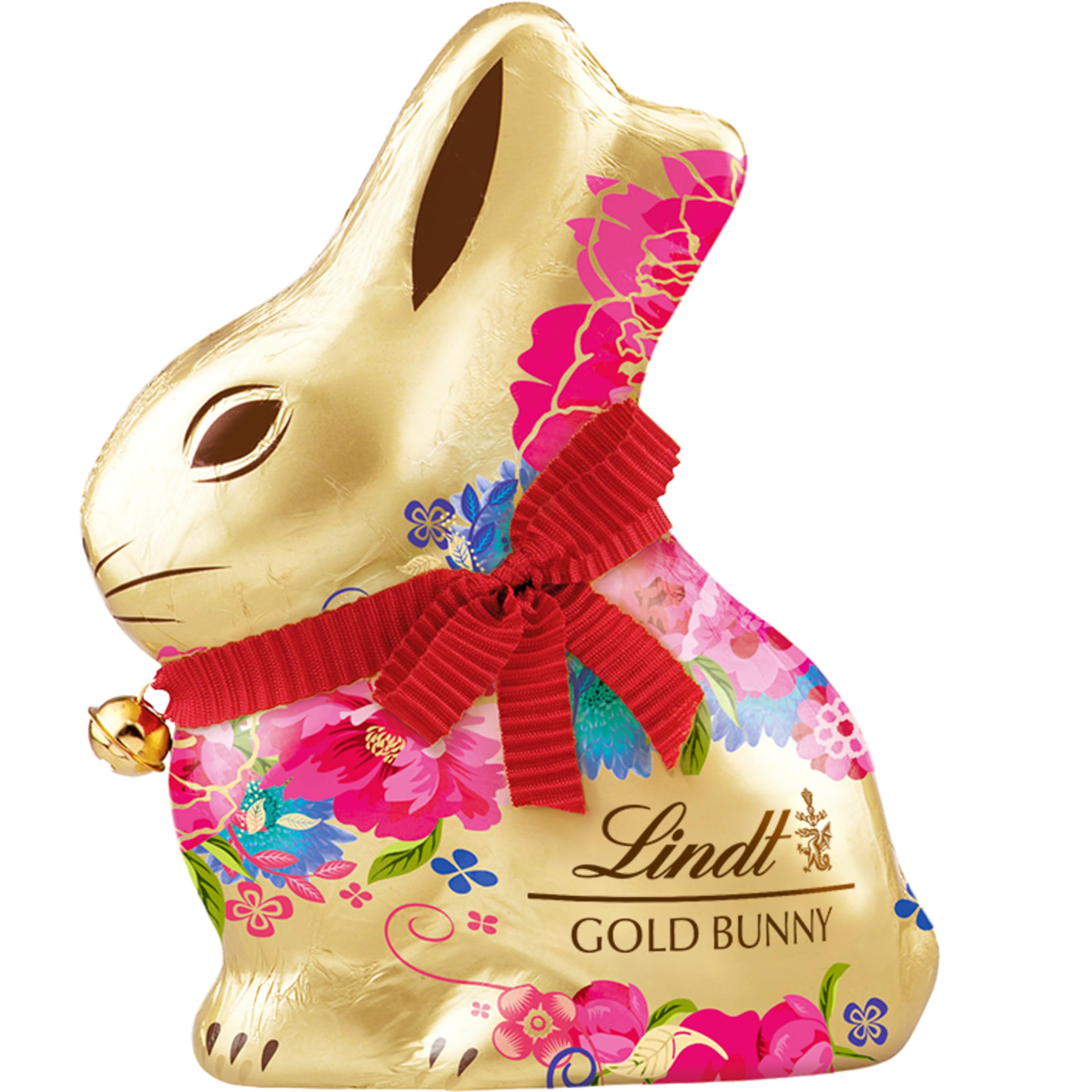 Lindt Gold Bunny Flowers Milk Chocolate Easter Bunny 200g – Iconic Foil Wrapped Bunny Made from Premium Swiss Chocolate – Ideal for Easter Gifting – Easter, gift