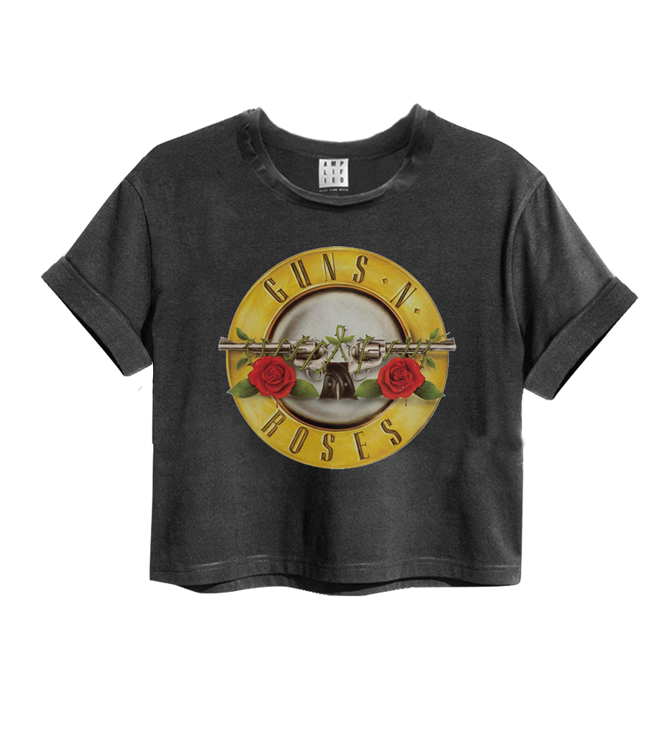 Amplified Guns N Roses Drum Crop Top, Charcoal, M