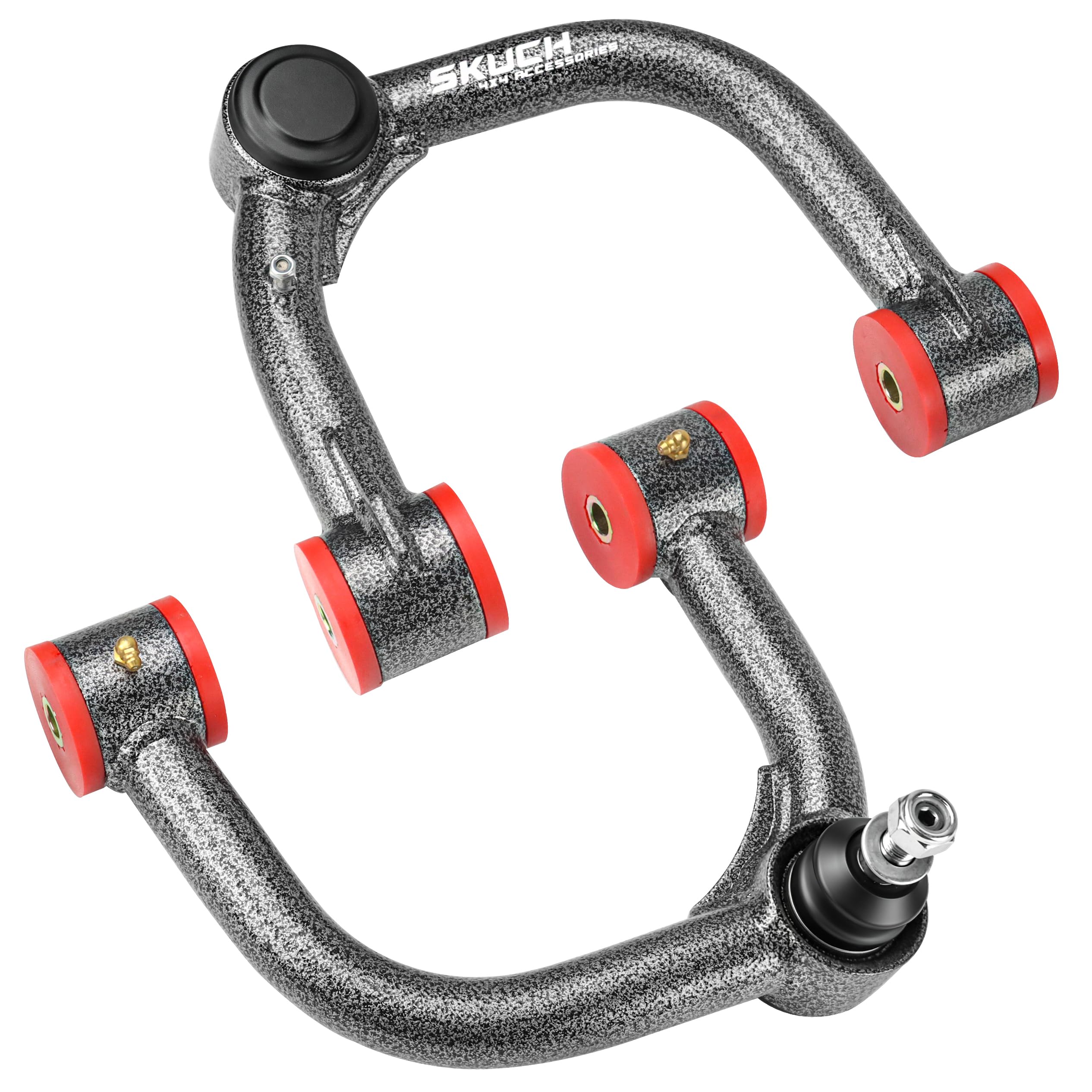 2-4" lift front upper control arms for 2005-2023 toyota tacoma, tubular design with pu bushings, oem replacement suspension arms(2pcs)