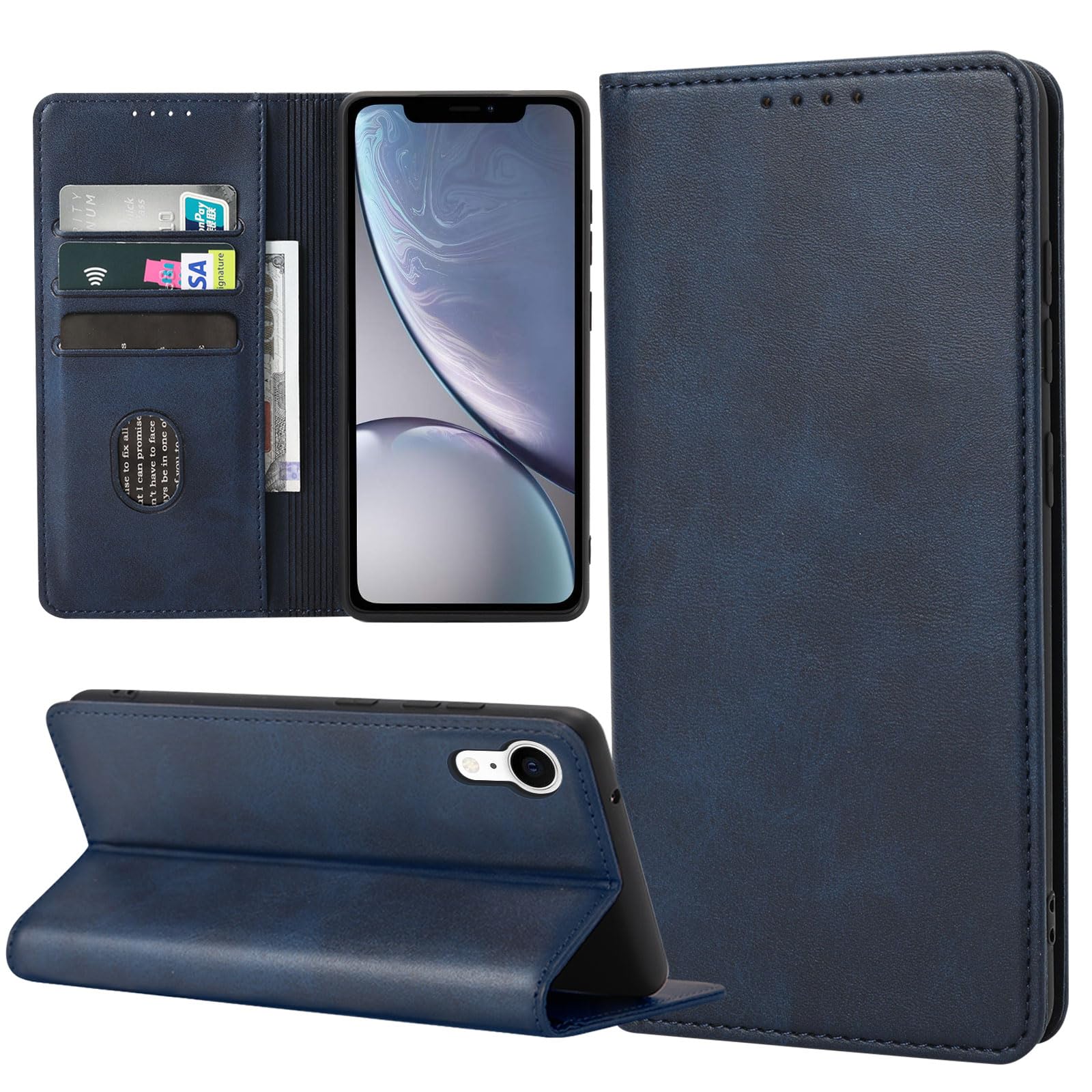 ZCDAYE Custodia A Portafoglio Per IPhone XR – Pelle PU Con Slot Carte E Supporto Magnetico – Copertina Con Funzione Cavalletto – Nero - 2