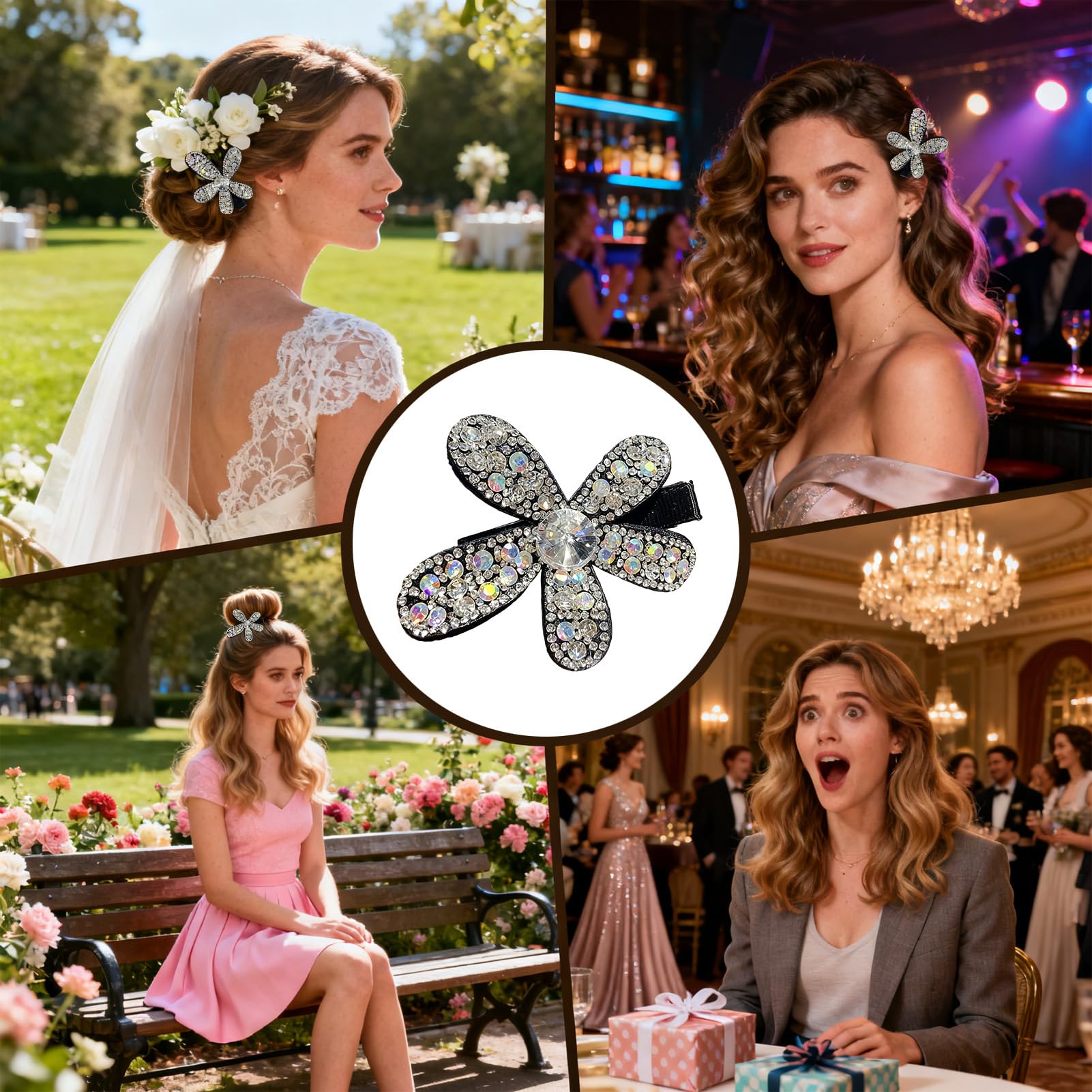 Fermagli Per Capelli Con Strass Mollette Per Capelli Floreali Con Strass 3D