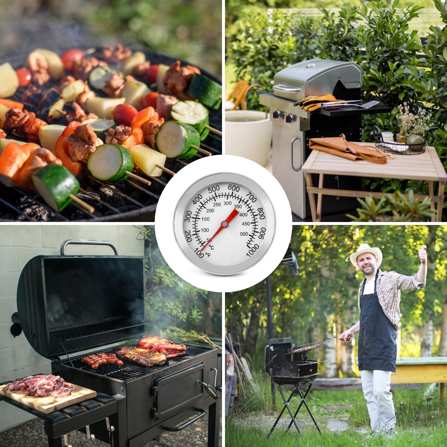 Thermomètre pour Grill à Charbon 50-600℃ Haute Température Barbecue Fumoir