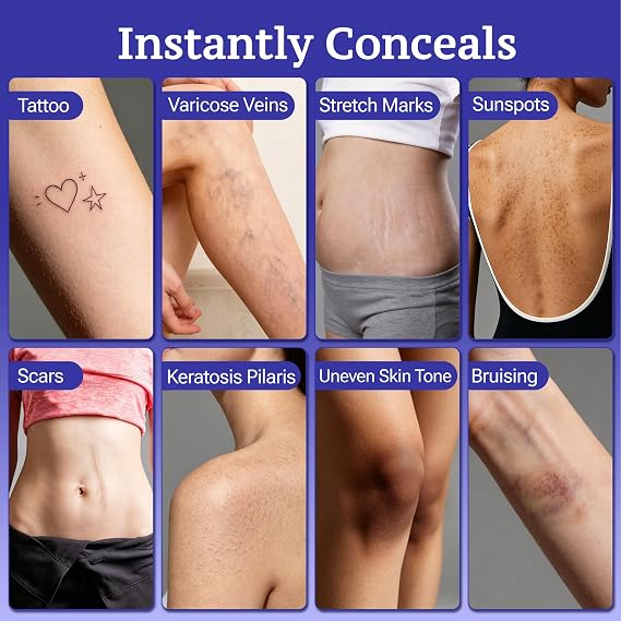 Body Coverage Perfector, Tattoo Cover Up Makeup Waterproof Body Full Coverage Concealer for Bruises Scars Veins, Long Lasting Leg Tattoo Concealer Foundation for Wedding Dating, 3.5oz Natural Radiance