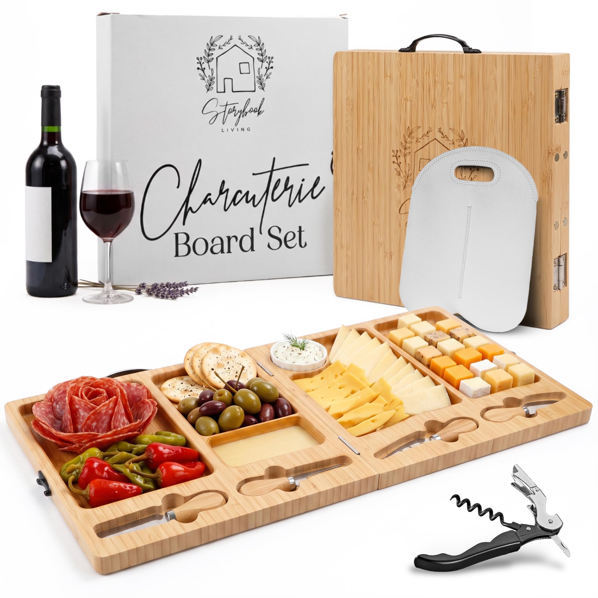 Large Bamboo Charcuterie Board Set -9