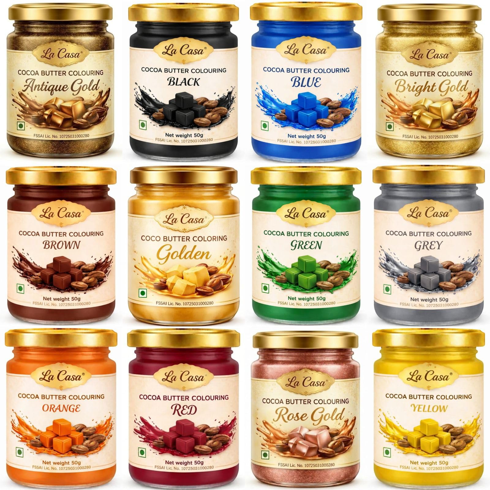 La Casa Premium Coloured Cocoa Butter For Chocolate Decoration | Combo of 12 colours | 50gx12-image-43