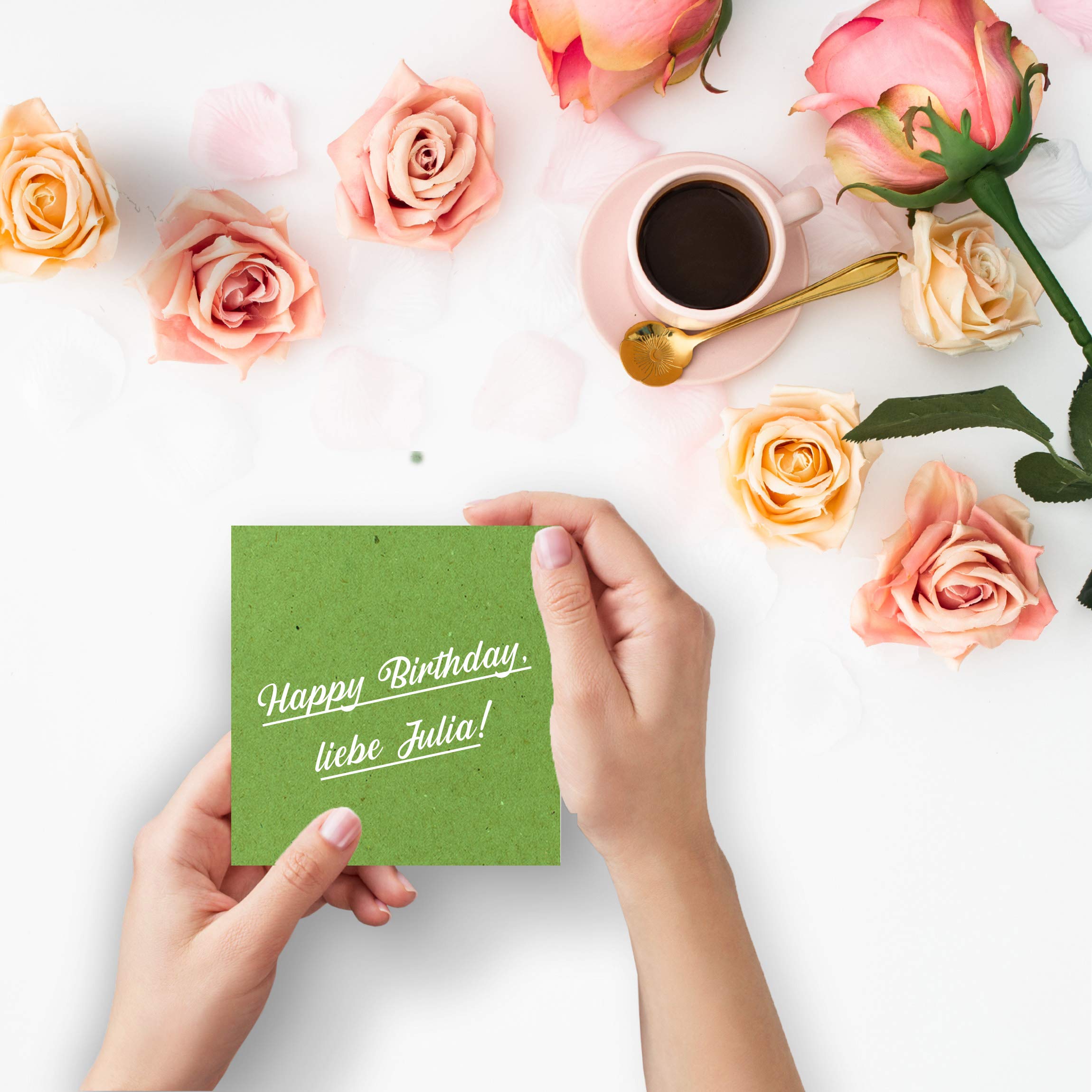 400 tarjetas cuadradas - 15 x 15 cm en verde claro (papel kraft) - 240 g/m² - tarjetas en blanco para manualidades, postales, cartulina para manualidades de papel natural