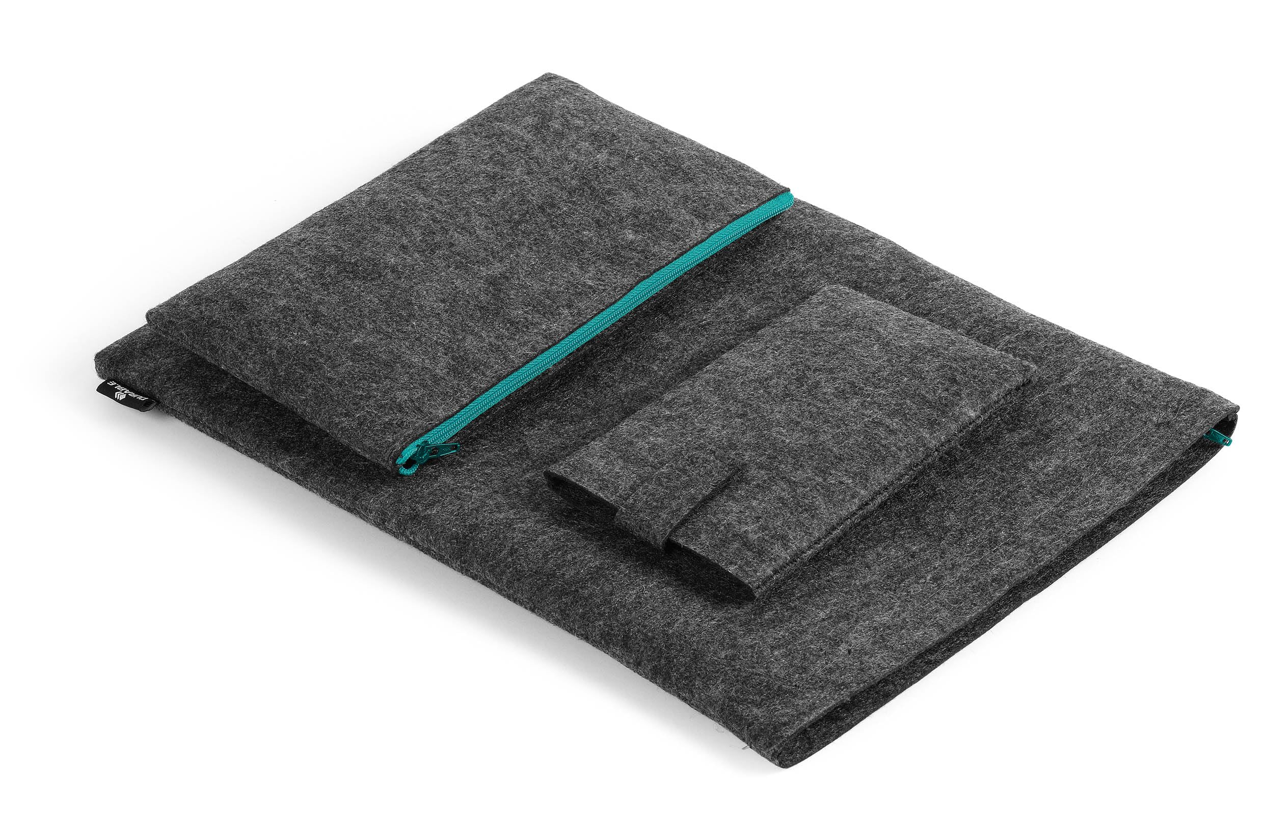 Durable Felt Laptop Carry Bag - Fits 16.4-inch Laptops and Tablets - Made from Recycled PET Felt - Includes Accessory Bag and Mobile Case - Grey with Green