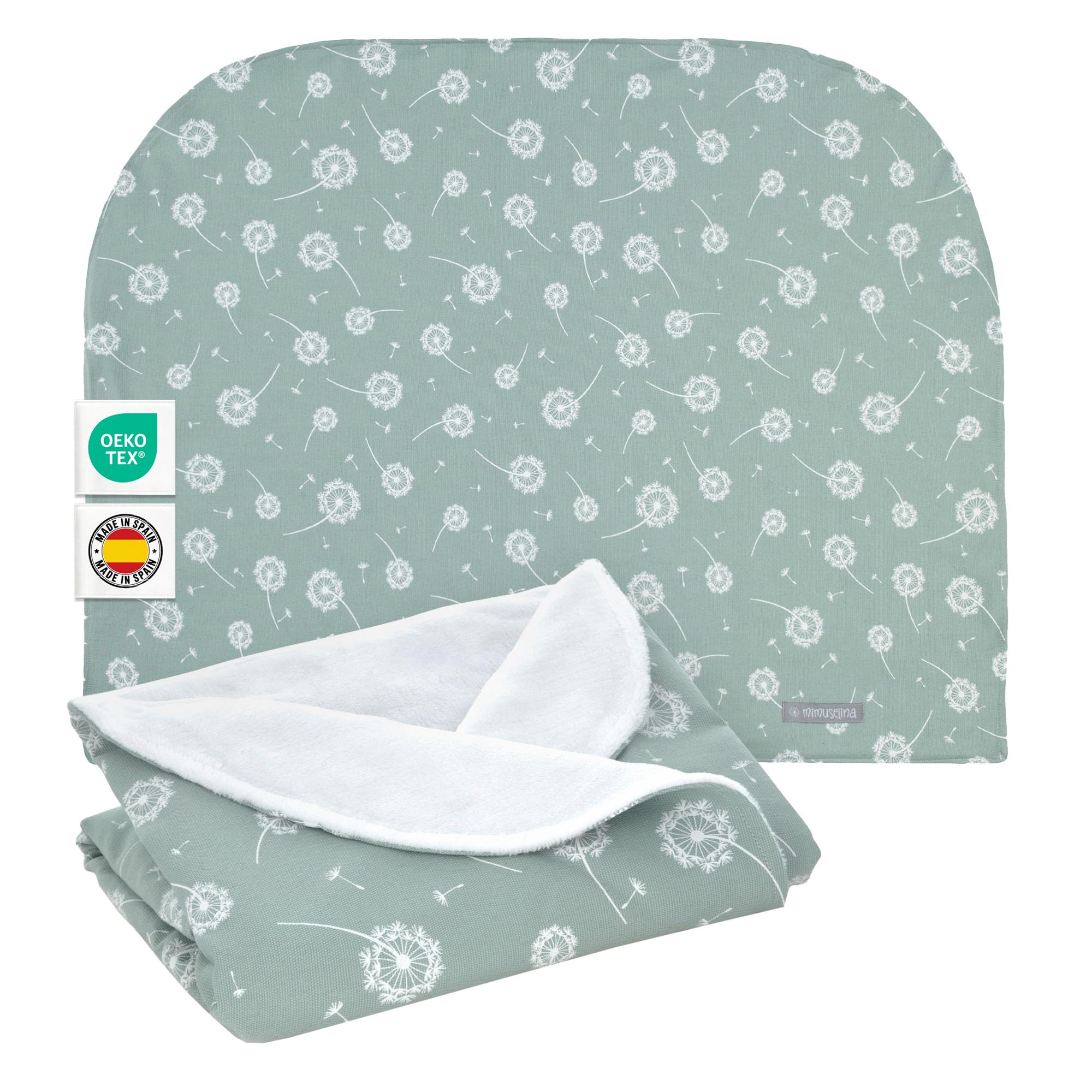 MIMUSELINA Copertina Neonato Invernale in Cotone | Coperta Invernale Neonato 70x90cm Calda e Morbida | Coperta Lettino e Culla Avvolgi Bambino | Ideale per Inverno e Mezze Stagioni | Dente Leone Menta