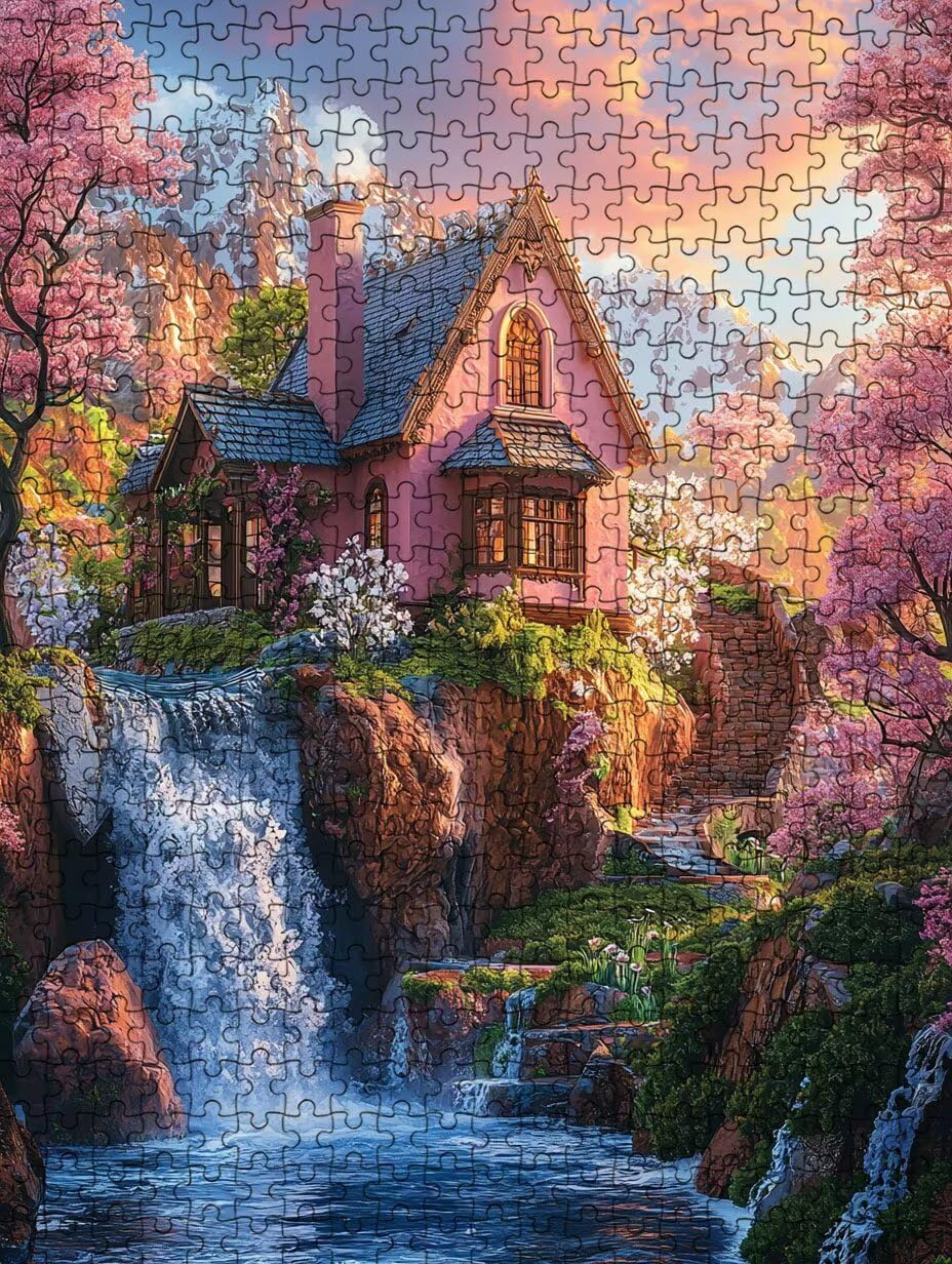 Puzzle 4000 sztuk, wodospad willa puzzle dla dorosłych 4000, drewniane puzzle, klasyczne gry edukacyjne, niemożliwe wyzwanie, rodzina gier, kreatywny prezent DX0YL1-759