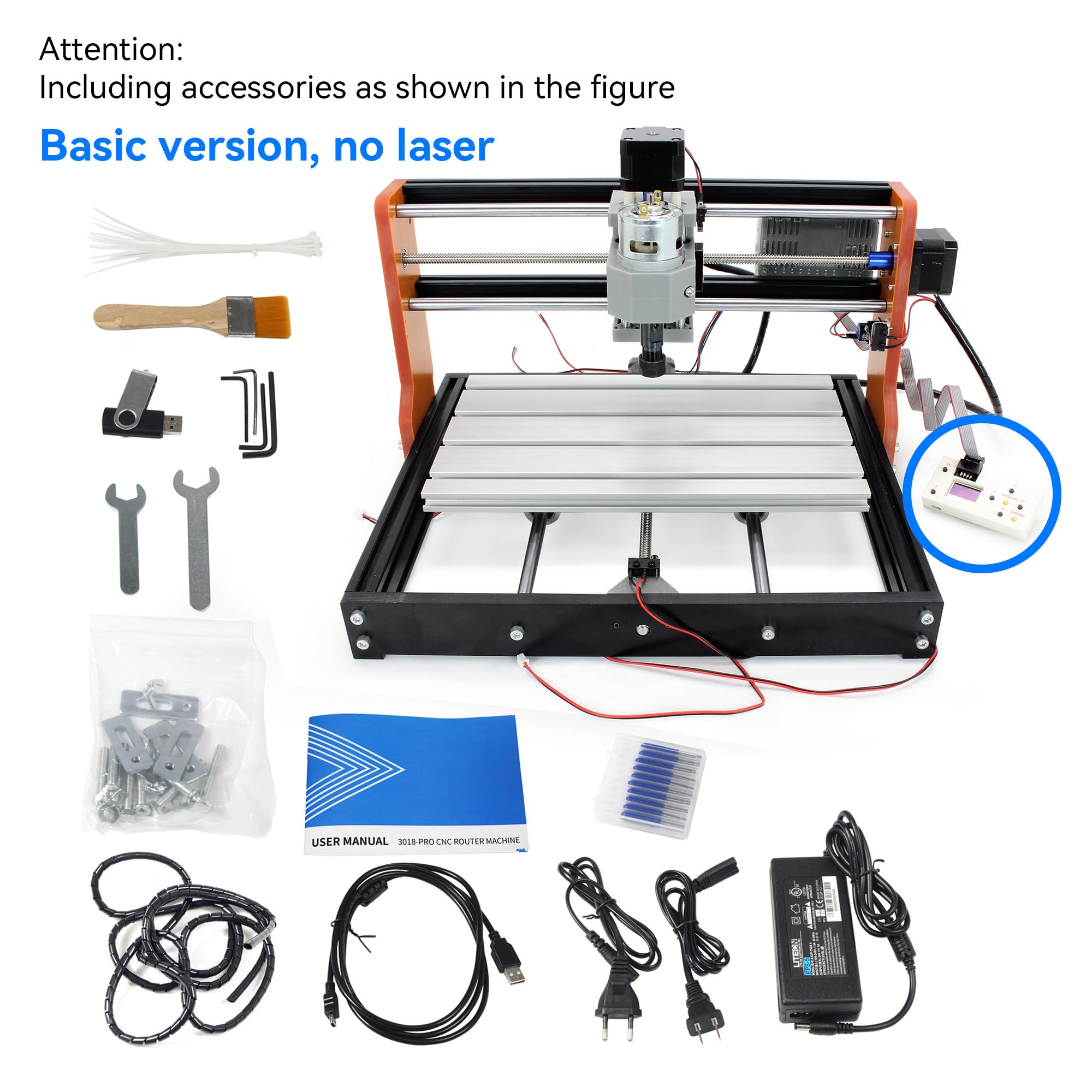 RATTMMOTOR CNC Fräsmaschine,UPGRADE 3018-Pro CNC-Fräs-Graviermaschine,3 Achsen CNC Router GRBL Steuerung,mit CNC Offline-Steuerung,mit X/Y/Z Achse Limiter+Not-Aus Funktion,für Acryl PVC PCB Holz