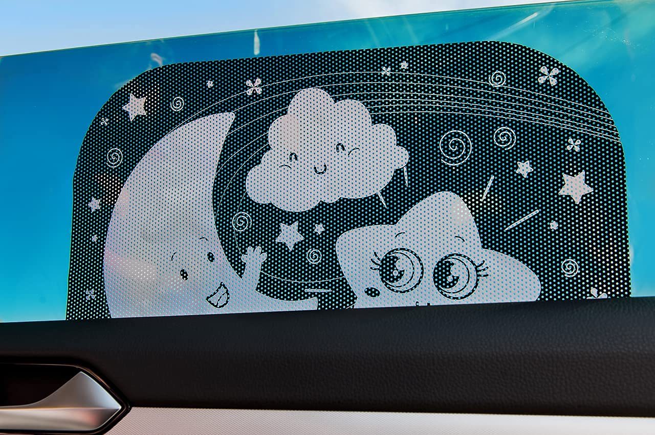 Shady Car Sunshade – Self-adhesive – Sun protection for babies & pets with optimal UV protection for safer car journeys, without hassle. Why Shady? Fresh air - Allows you to open your car windows
