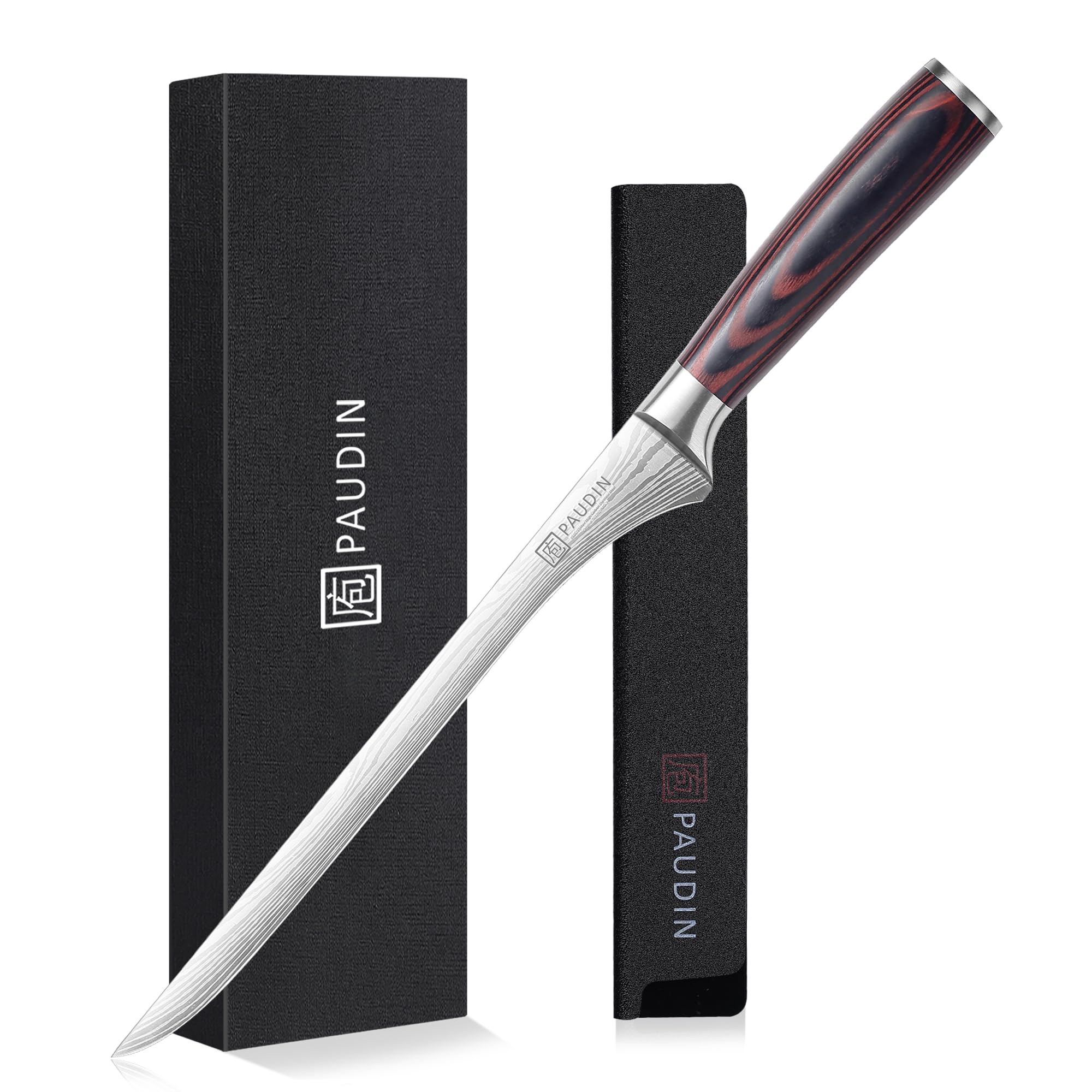 PAUDIN Coltello da prosciutto 25 cm, coltello da cucina professionale in acciaio inox tedesco 1.4116 - lama di precisione per fette sottilissime, con impugnatura ergonomica in legno