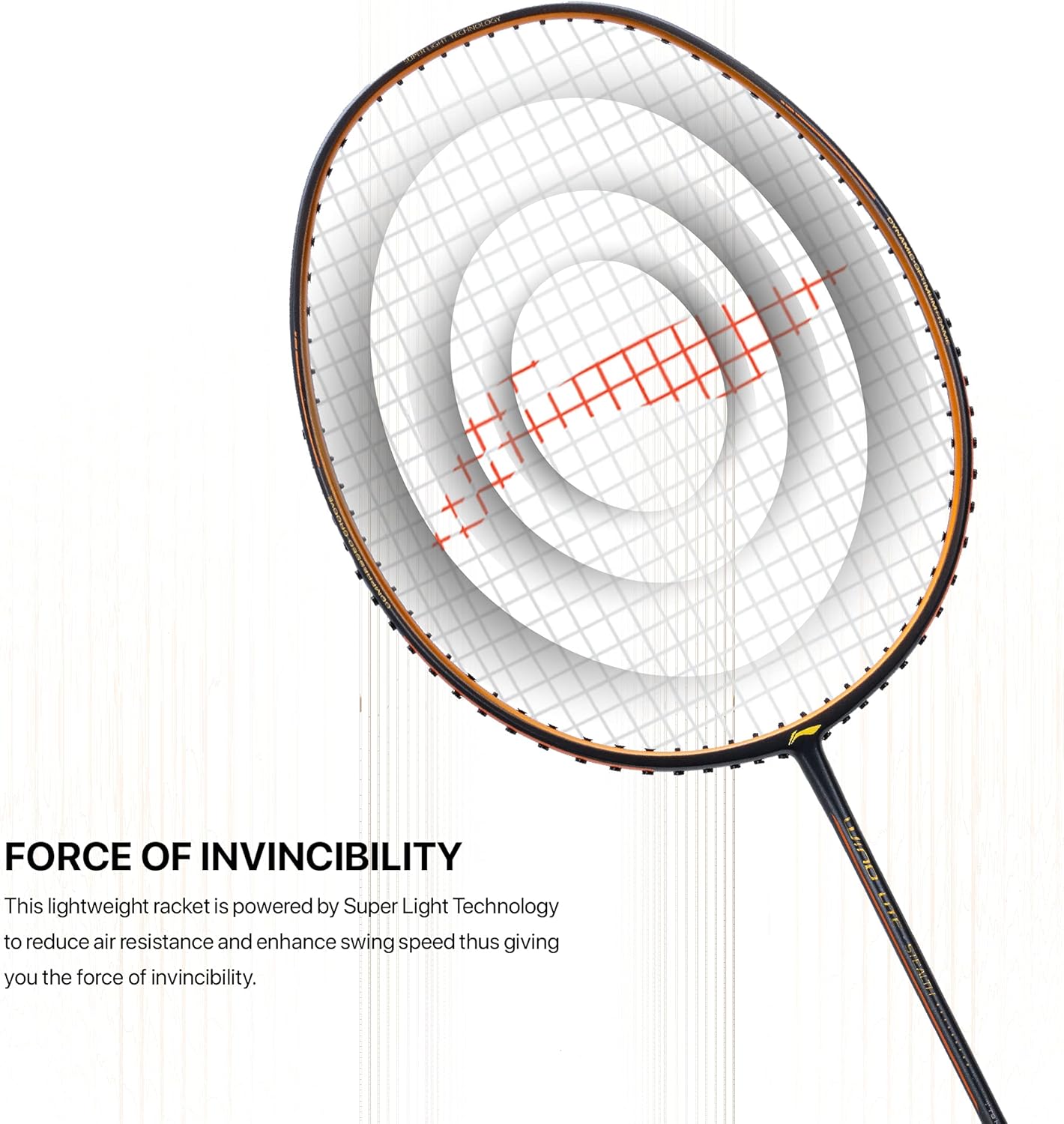 Li-Ning Wind Lite Stealth Carbon Fibre Strung Badminton Racket with Free Full Cover (Powered By Windstorm)