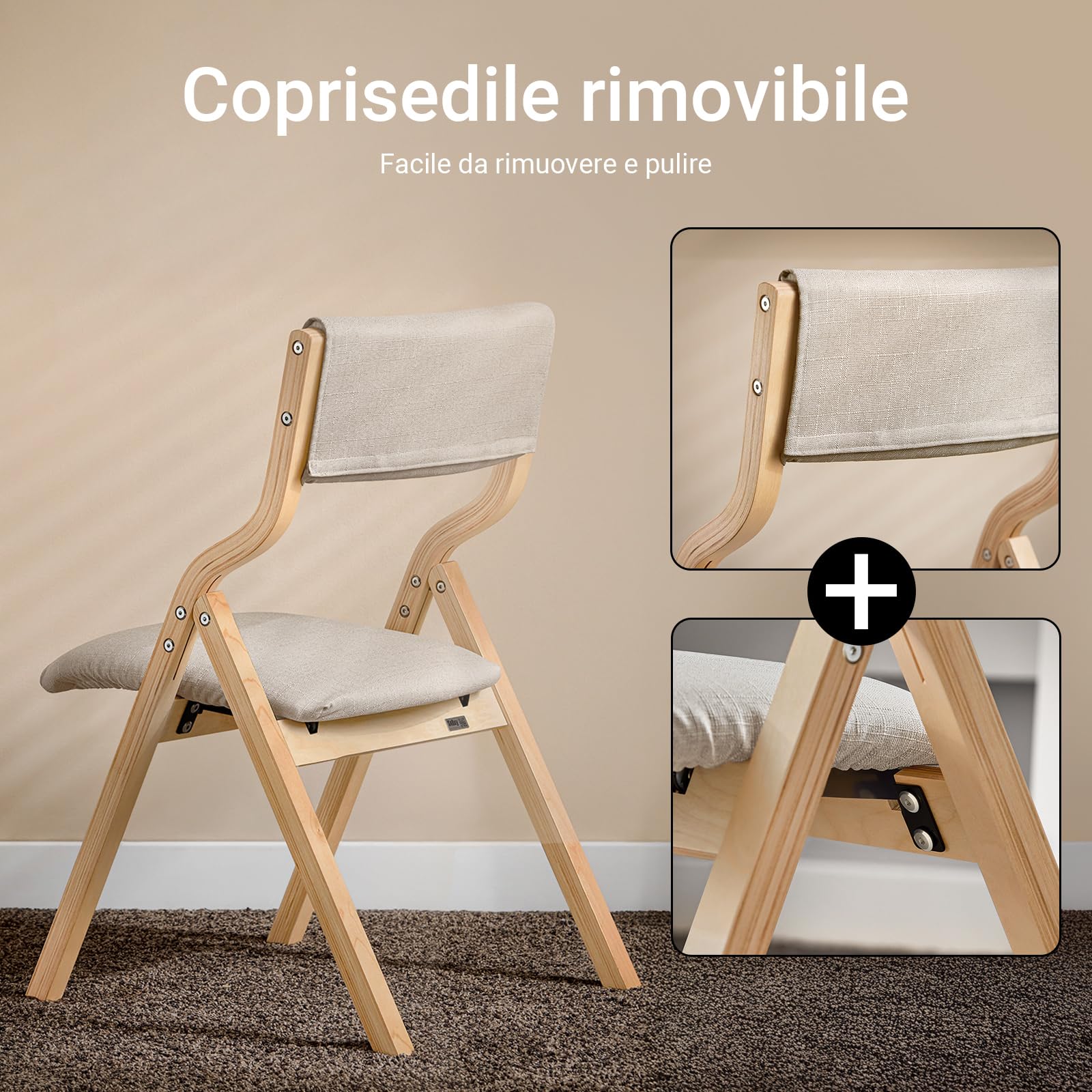 SoBuy Sedia Pieghevole da Pranzo con Seduta e Schienale Imbottiti, Design Elegante e Salvaspazio, Comoda e Resistente, Facile da Riporre, Perfetta per Cucina, Ufficio e Esterno, Grigio FST40-HG