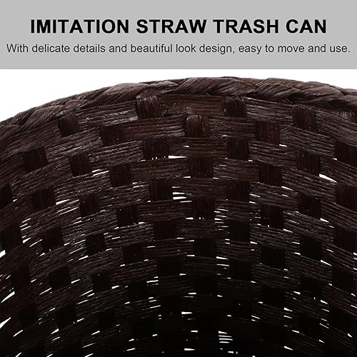 Miniatura 9 de Ipetboom Cestas de basura de ratán redondas de mimbre, papelera tejida a mano, papelera de rota tejida a mano, contenedor de basura para dormitorio,