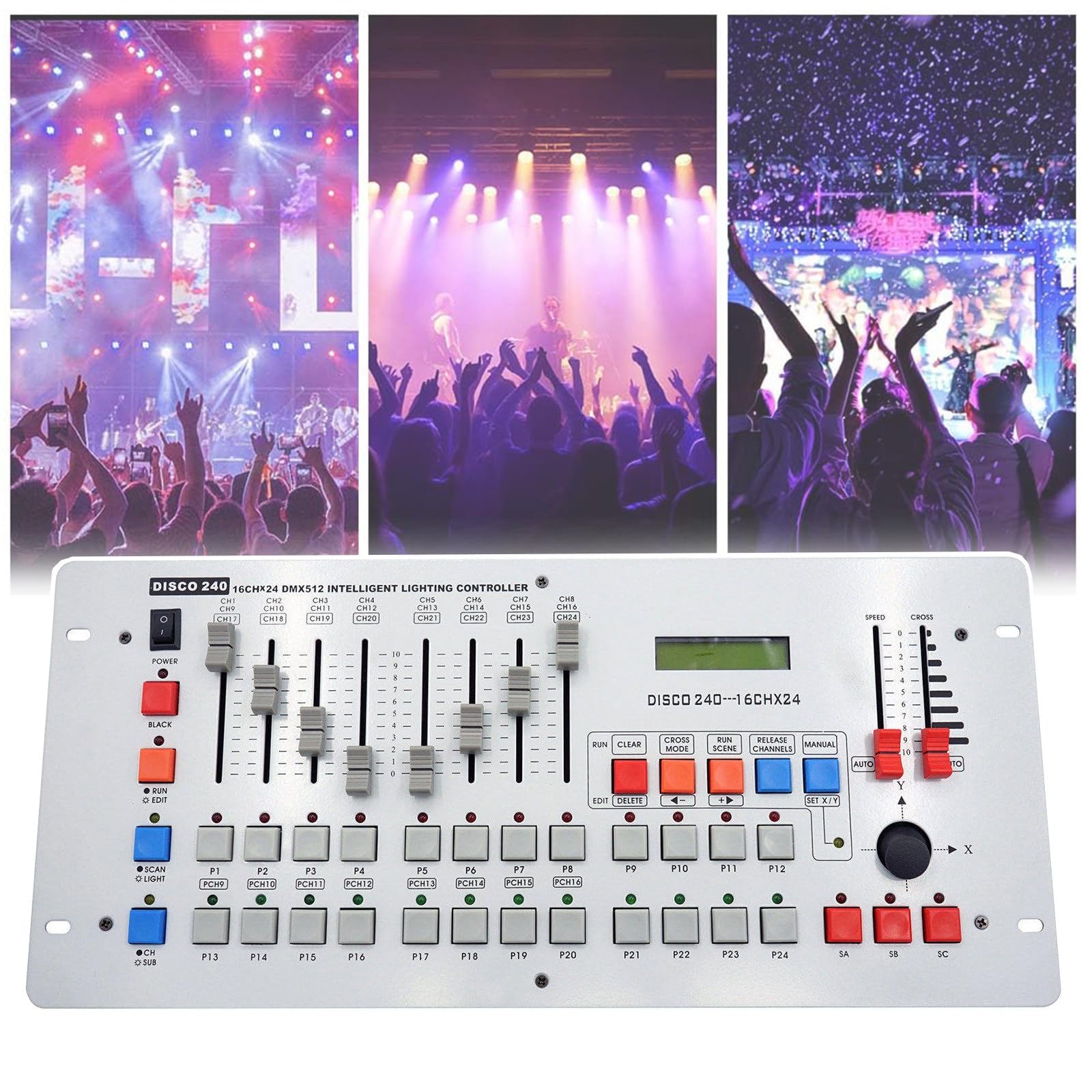 Controlador DMX de 240 canales, consola de luz de escenario DMX512 con edición de programas y control de atenuación, para equipos de iluminación de bodas, eventos y espectáculos en vivo
