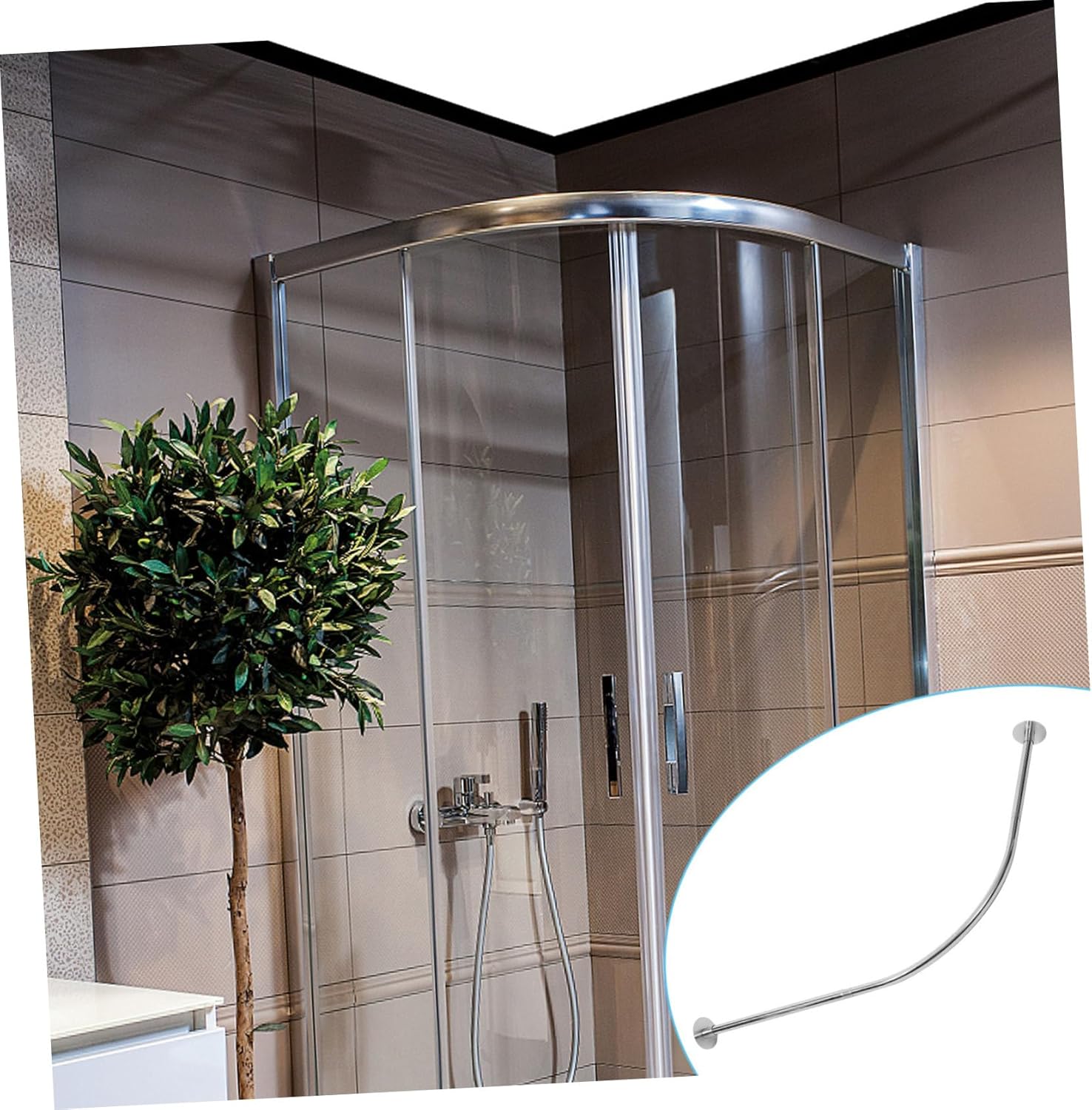 Shaped Curved Shower Curtain Rod Easy Install Tension Rod for Bathroom Living Room and More No Damage Multi-purpose Design