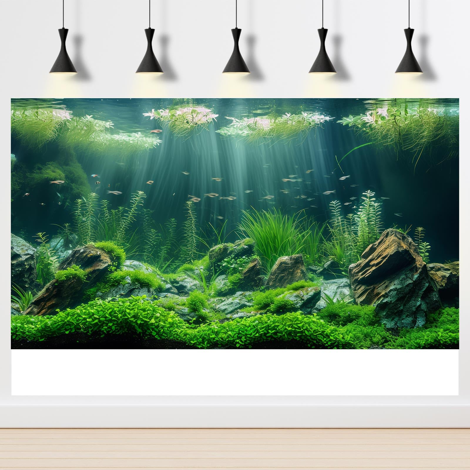 Fish Tank Cave Aquarium Background Underwater Grass Leaves With