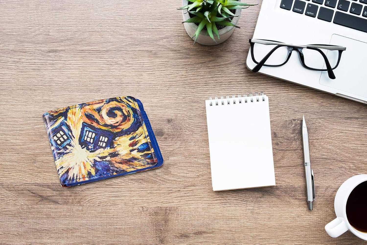 Doctor Who Bi-Fold Wallet Van Gogh Exploding TARDIS - Vinyl Men's Novelty Pocket Storage With Billfold, Card Slots & Clear ID Display - Features Bold Iconic Artwork Design - Bigger on the Inside!