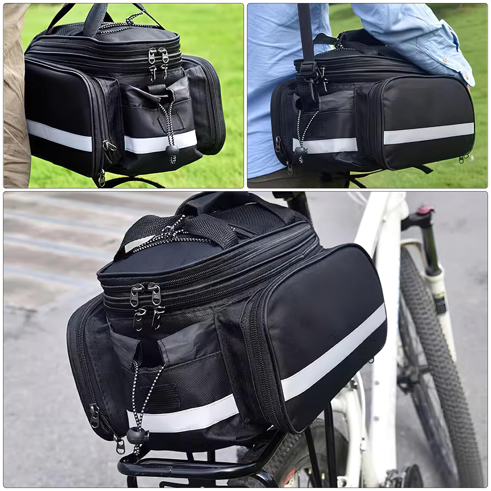 10 – 27 L Borsa Portapacchi Multifunzionale Posteriore Borsa Impermeabile Copertura Antipioggia Riflettente per Ciclismo MTB, Sport, Viaggio