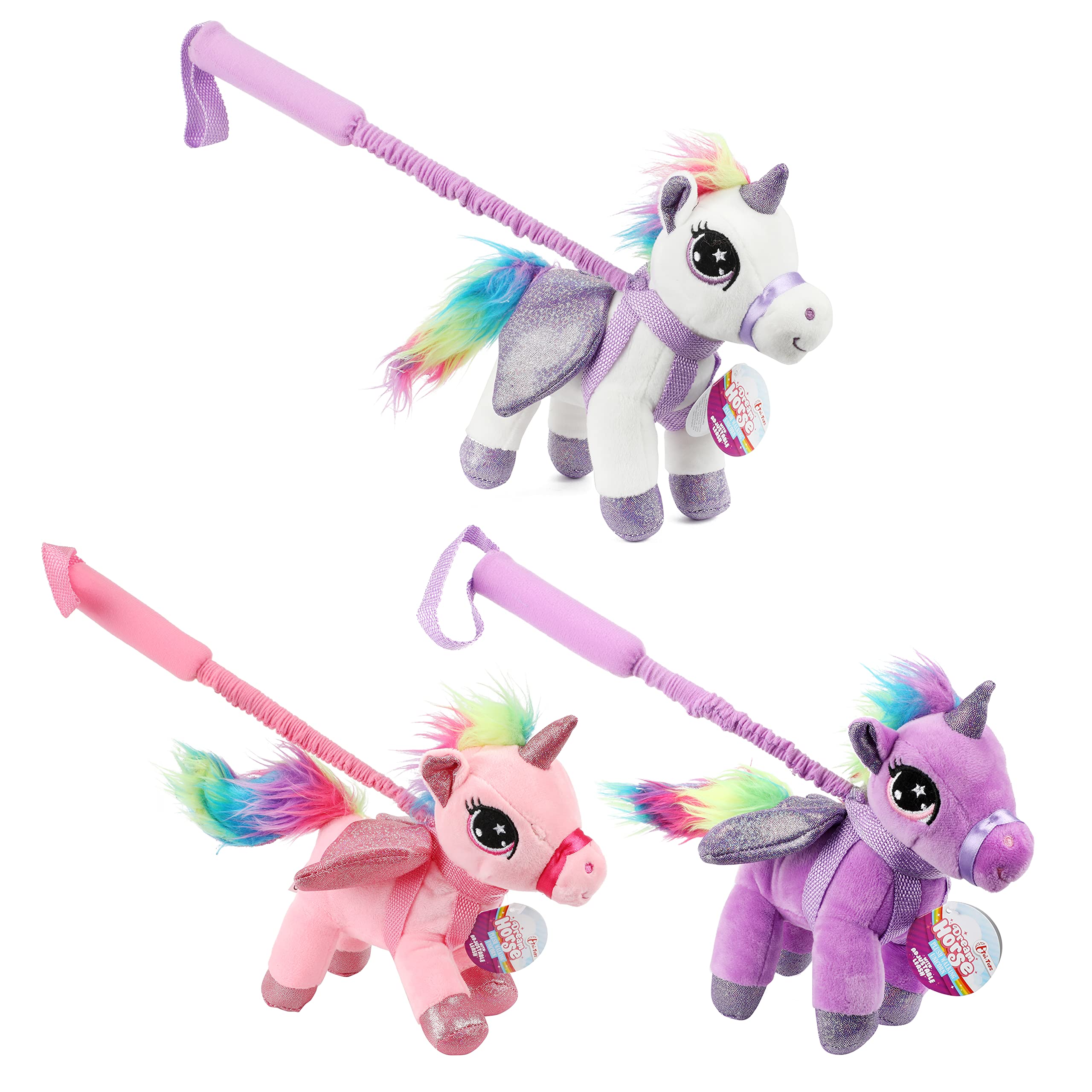 Toi-Toys Unicorn Cuddly Toy Sliding Toy - Random Colour White, Pink, Purple - Toddler Sliding Toy - Unicorn Push & Pull Toy from 18 Months