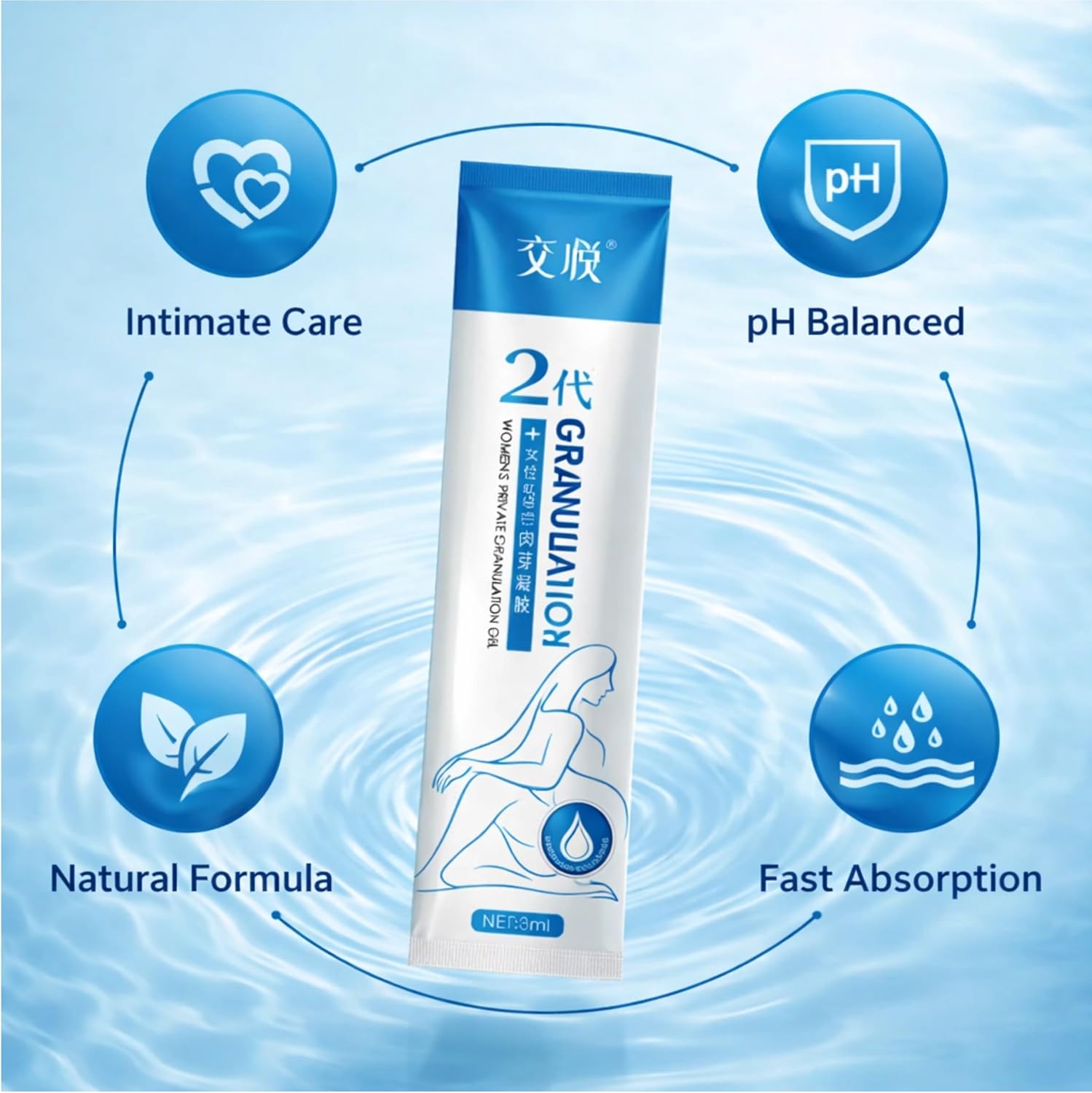 Granulation Vaginal Tightening Gel – pH Balanced Intimate Moisturizer for Dryness & Comfort, Nourishing, Trial Size (2 x 3ml)