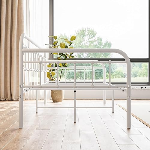 Miniatura 6 de Marco de cama de metal tamaño individual, sofá cama con listones de metal resistentes y almacenamiento debajo de la cama, no necesita somier, para