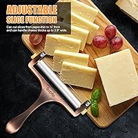 Vista 6 de Cortador de queso Sopito de acero inoxidable con 3 cables extra ideal para queso cheddar, gruyere, raclette, bloque de queso mozzarella, grosor Cobre