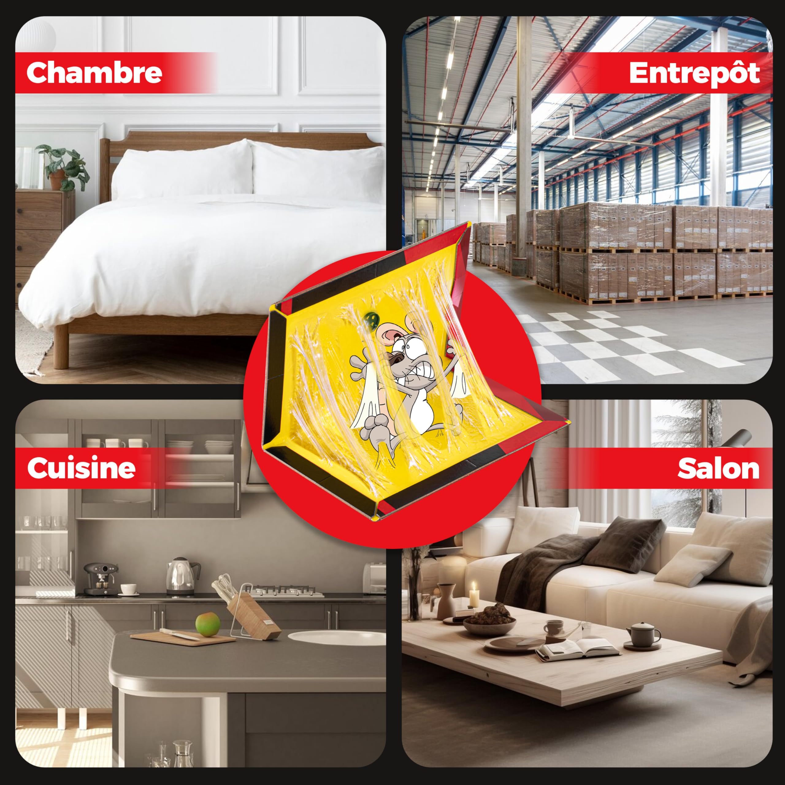 Lot de 8 Pièges à Souris Collants Ultra-Adhésifs – Plaques de Glu Extra-Fortes & Non Toxiques – Utilisation Intérieure/Extérieure – Facile à Installer