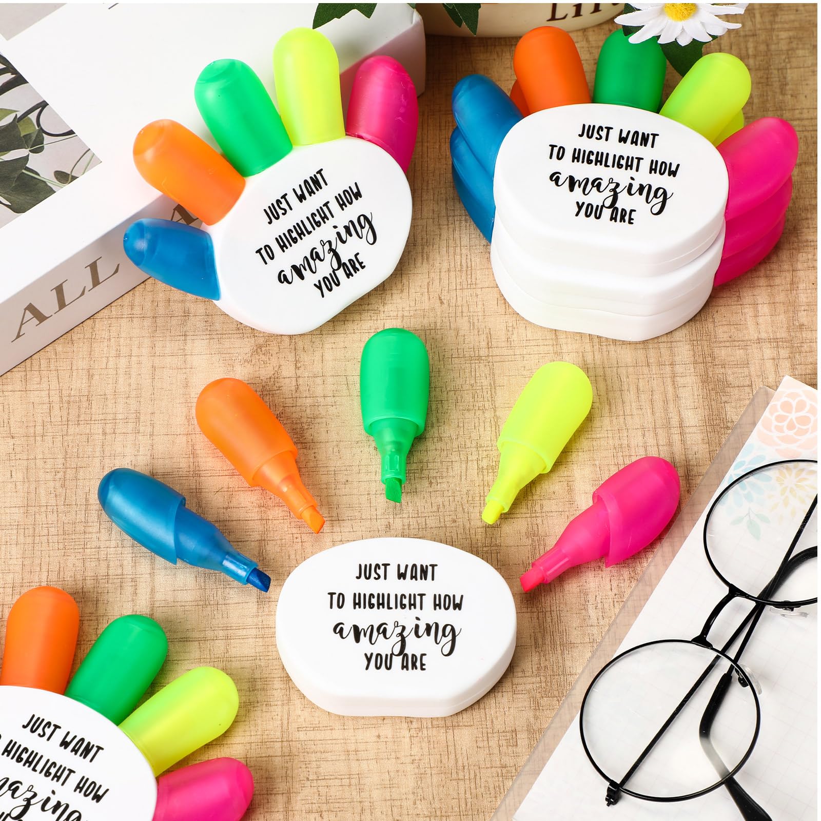 30 Sets inspirierende Textmarker, Fingerform, Textmarker, 5-in-1, fluoreszierende Aquarellstifte, Pinselspitze, Masse, Bestätigungsgeschenke, Klassenpreise für Kinder, Schüler von Lehrern