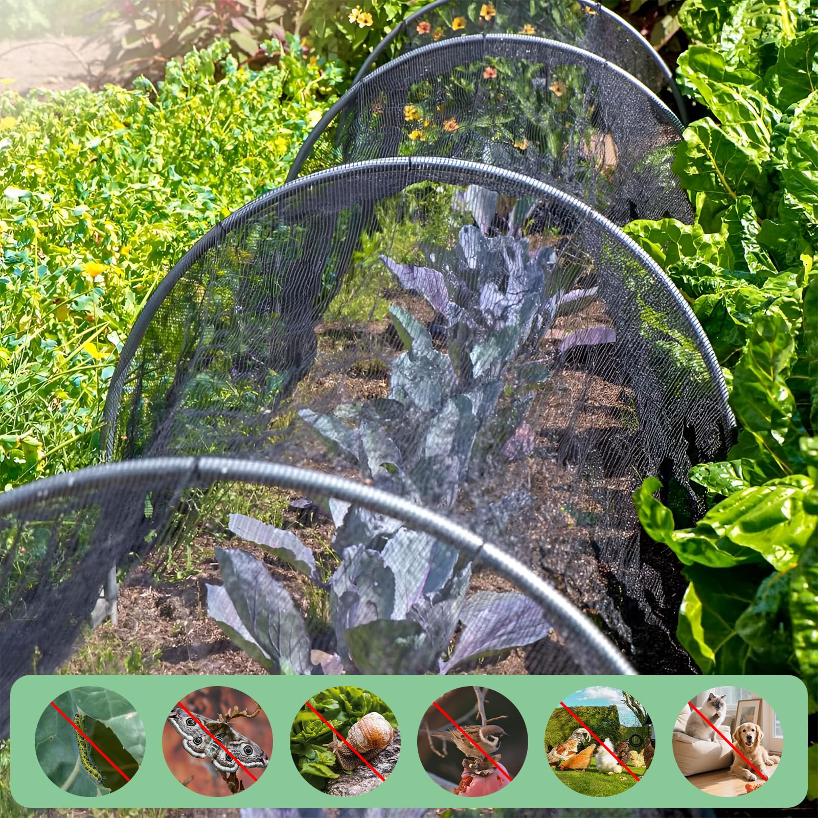 Vaskula Moustiquaire 3 x 10 m Filet Anti Insecte Noir avec Attaches