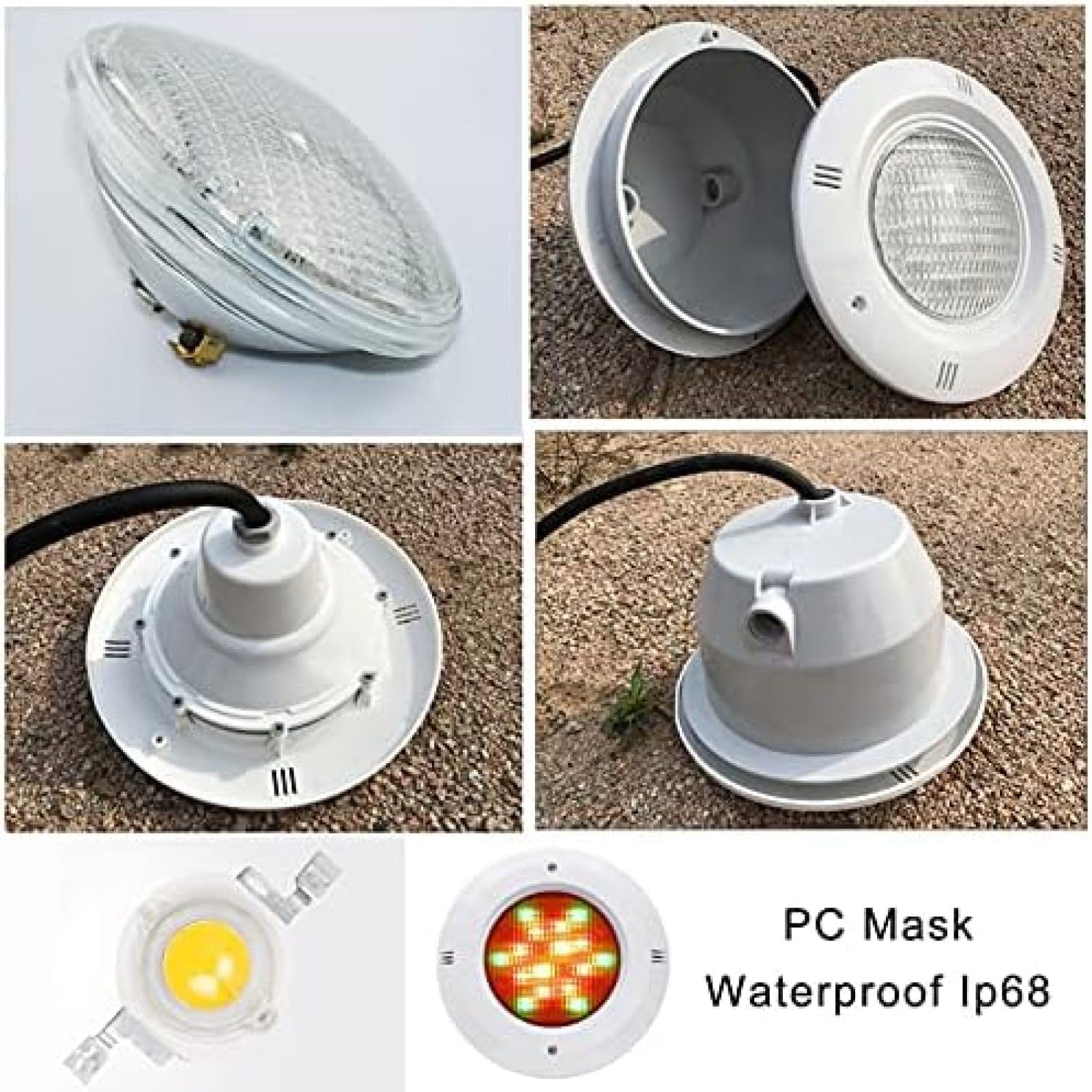 Faretto da Piscina A LED con Nicchia in ABS, Faretto PAR56 12V AC Lampadine A LED IP68 Lampada Subacquea da Incasso Impermeabile per Piscina,RGB,15W,HaoAMZ
