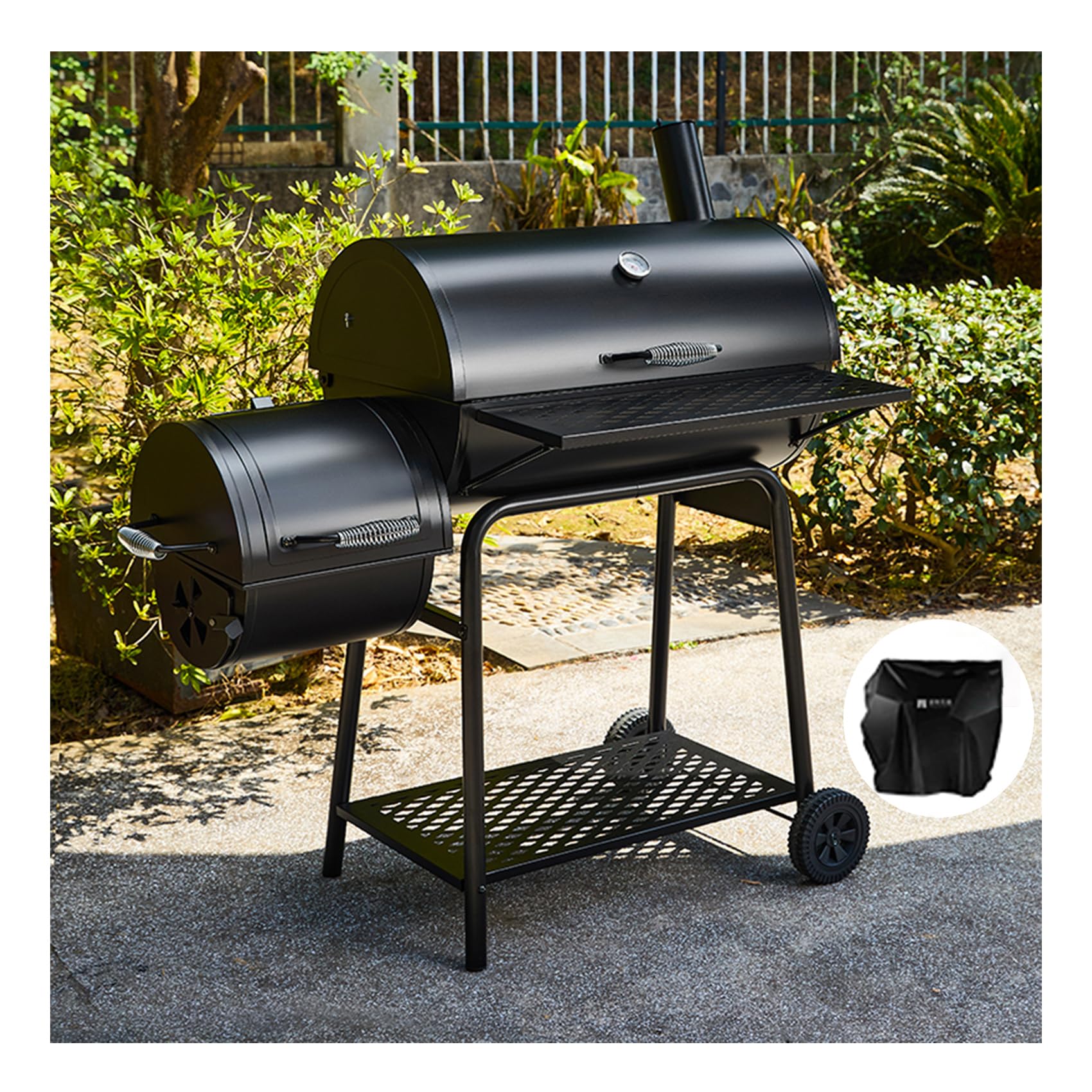 バーベキューグリル 屋外 bbq bbq コンロ バーベキューコンロ 大型 ステンレスグリル バーベキュー 燻製器 燻製肉が可能 カバー付き コンロセット 8~15人用 アウトドア キャンプ BBQ ふた付き 大人数用 バーベキ