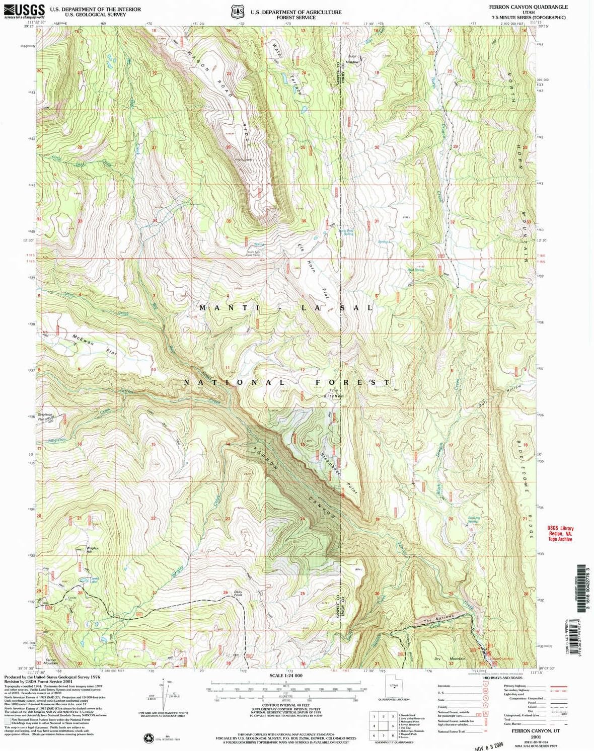 YellowMaps Ferron Canyon UT topo map, 124000 Scale, 7.5 X