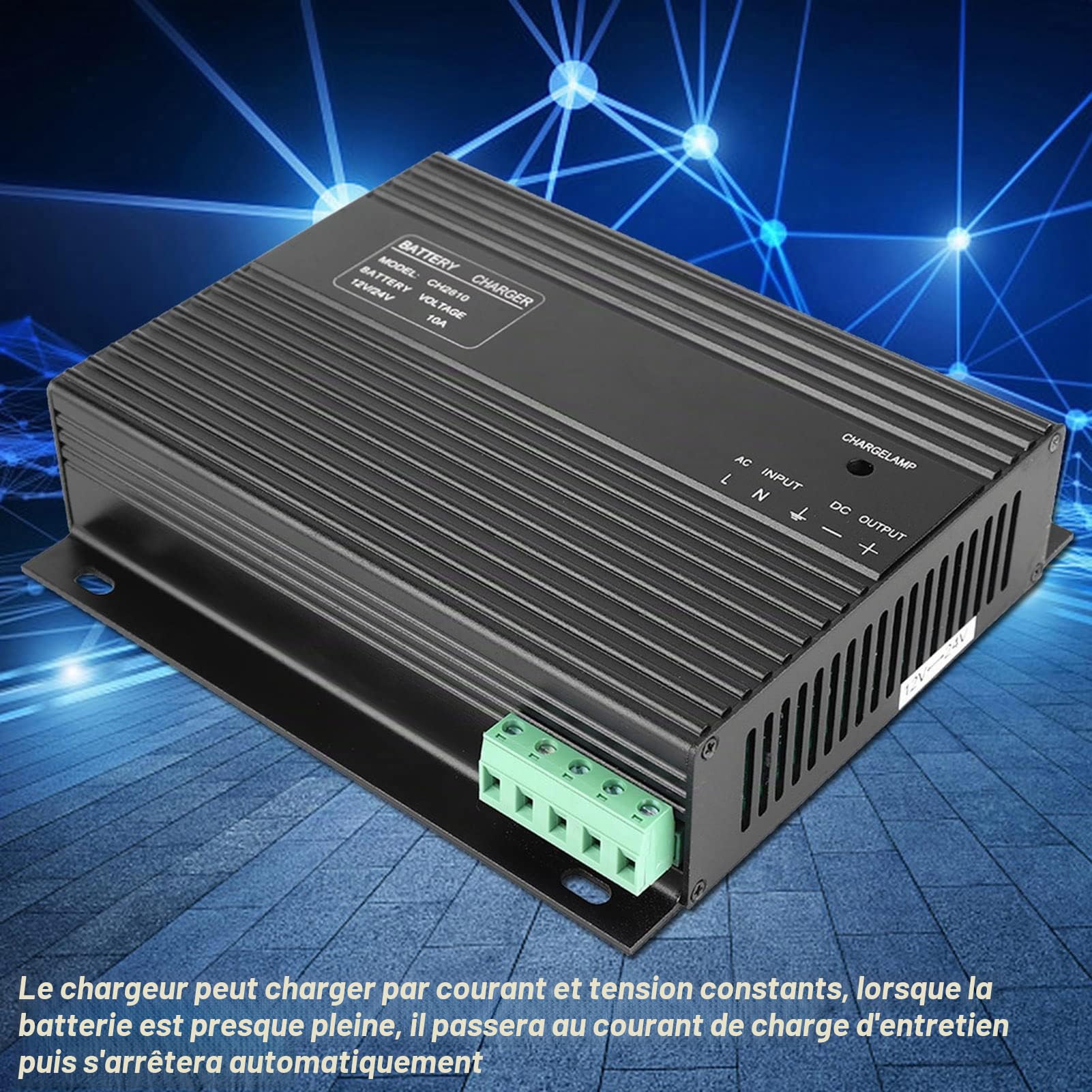 Chargeur de Batterie de Groupe électrogène, 12V/24V 10A Chargeur de Batterie Générateur Entrée Intelligente de Groupe électrogène 160-250VAC CH2810, Chargeur de Batterie,