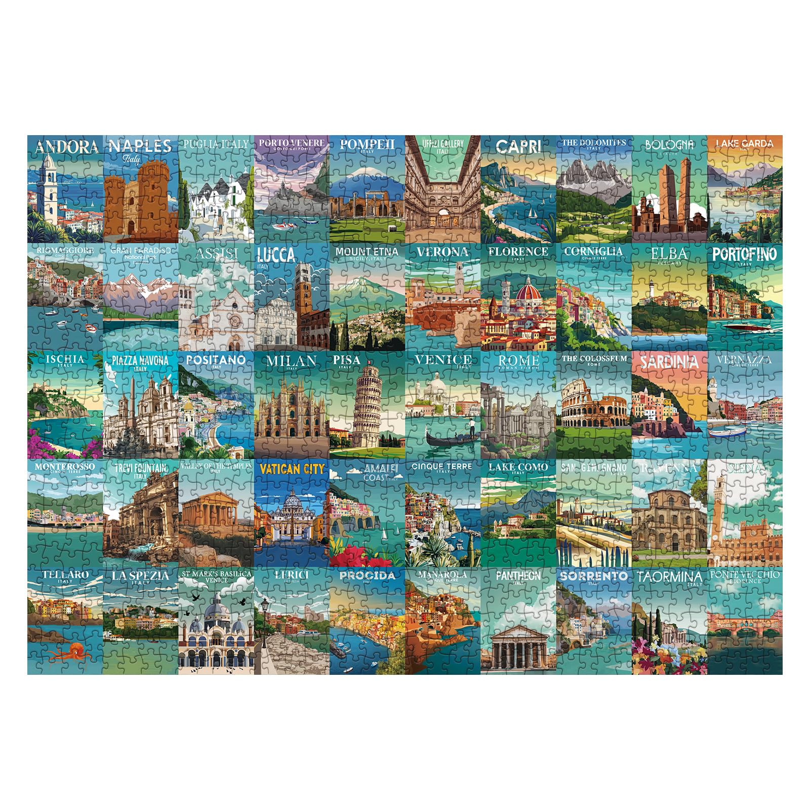 Italy Puzzle 1000 Piece for Adults Nature, Cinque Terre Rome Travel Jigsaw Puzzles City Florence, Europe Landscape Scenic Collage Challenging Puzzle for Adults - Image 2