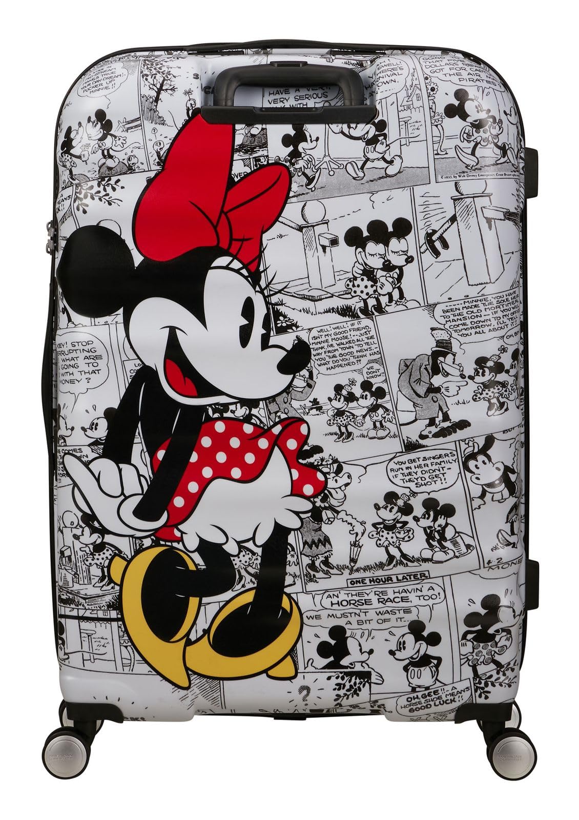 American Tourister Wavebreaker Disney - Minnie Mouse Hartschalenkoffer Groß (77 cm), Reisekoffer, TSA Schloss, 4 Rollen, 96 L, 4.2 kg - Minnie Comics White