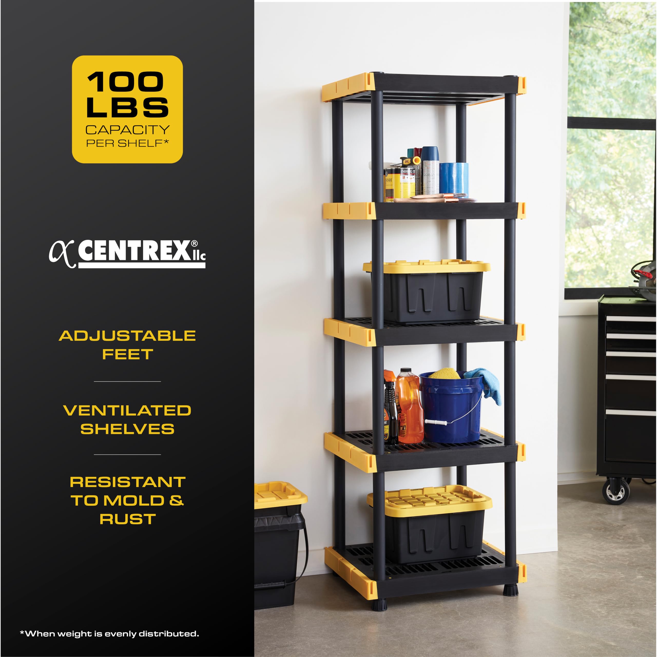 Amazon.com: BLACK & YELLOW, 5-Tier Heavy Duty Plastic Storage