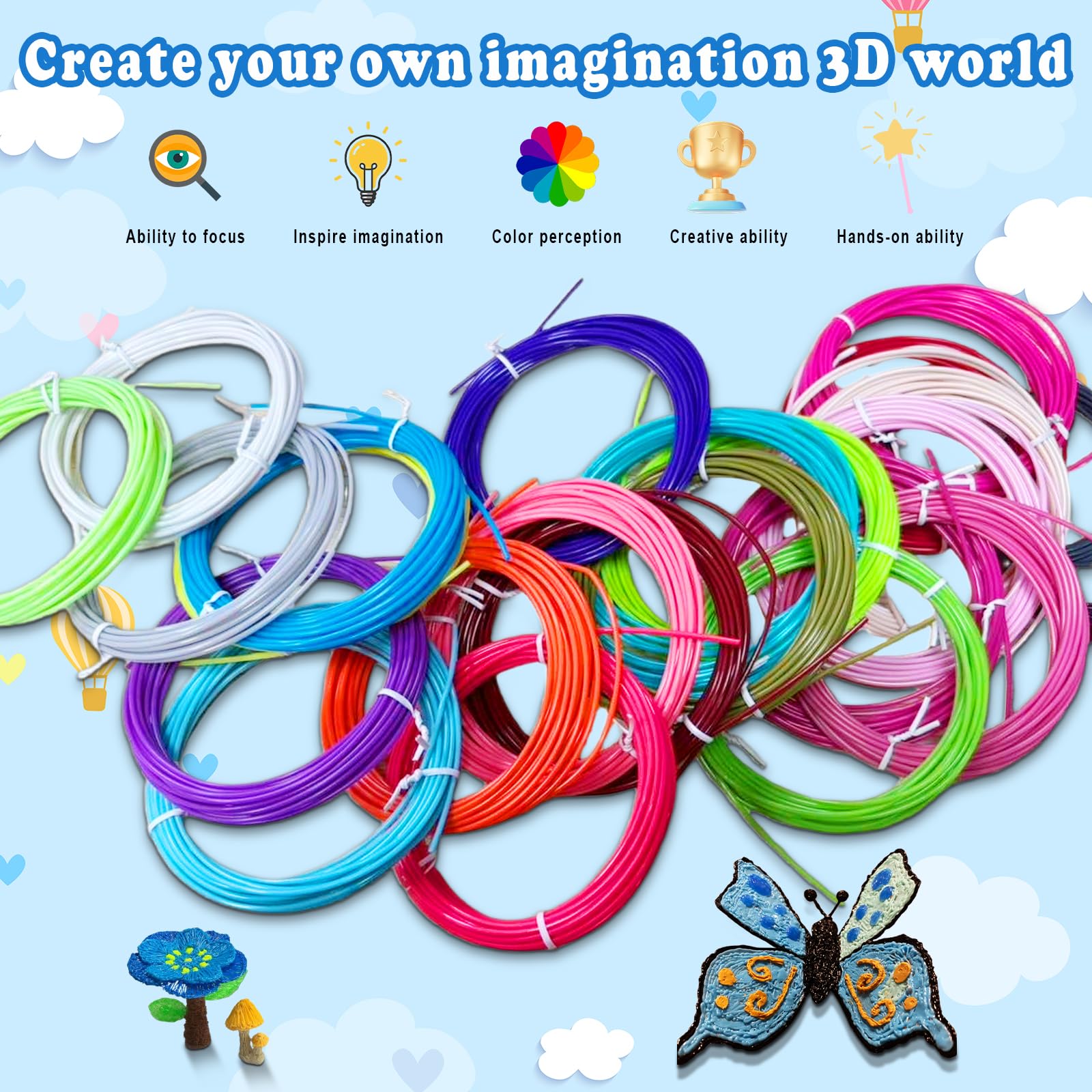 Filament 3D Pen PLA, 1,75 mm, 24 kolory, każdy 5 m, akcesoria do długopisów 3D dla dzieci, biodegradowalny, neutralny zapach, filament PLA 3D do MYNT3D, SCRIB3D