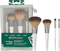 Kit de pincéis de maquiagem EcoTools On-The-Go, ecologicamente correto, cerdas sintéticas, 5 peças